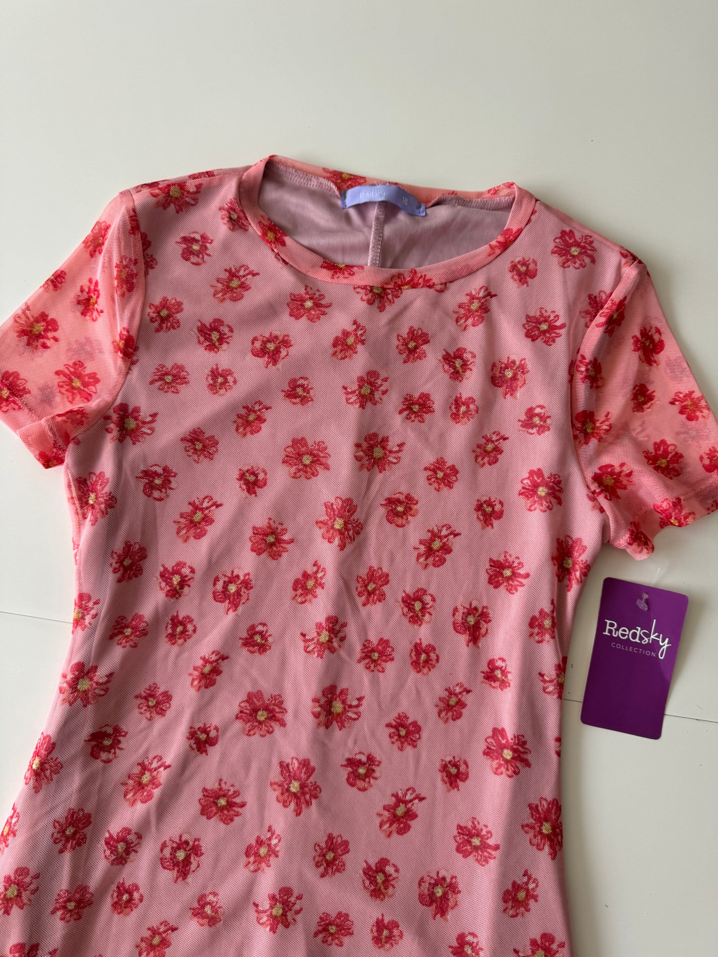 Vestido de mesh estampado, Talla Mujer XS, Teen 18 años