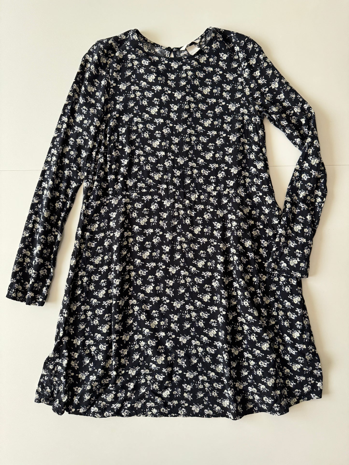 Vestido negro estampado, Talla 4, S, Mujer