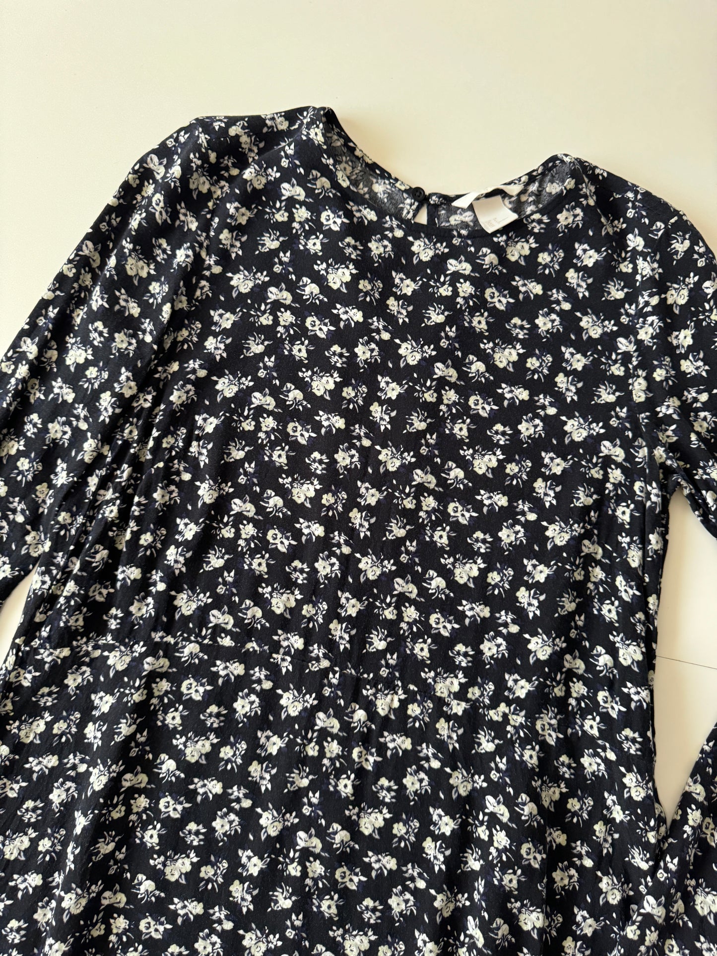Vestido negro estampado, Talla 4, S, Mujer