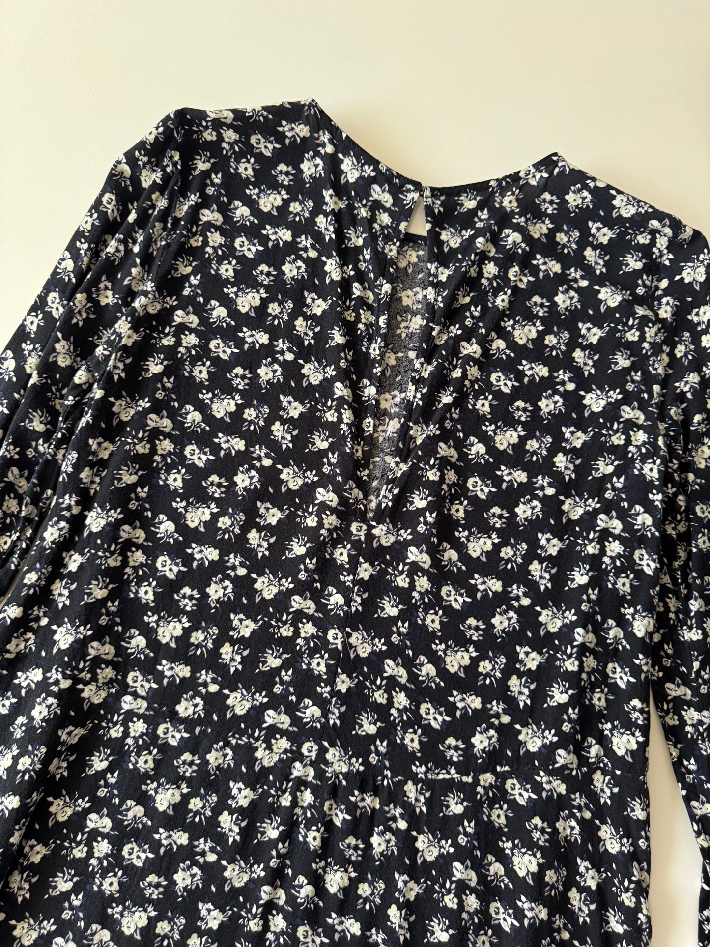 Vestido negro estampado, Talla 4, S, Mujer