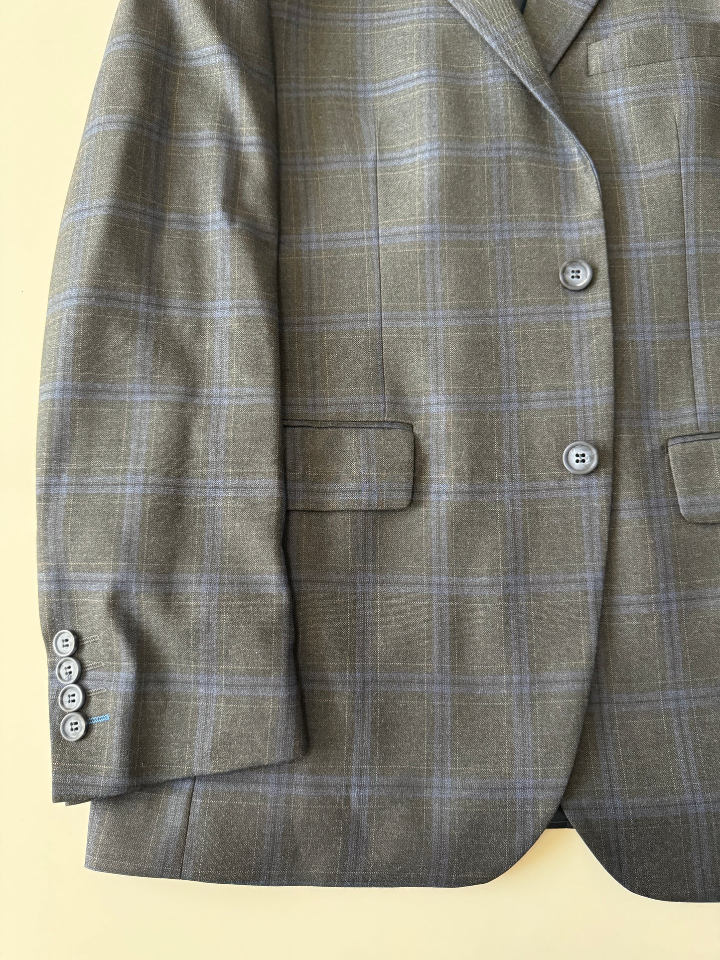Blazer de cuadros gris, Talla 42R, L, Hombre