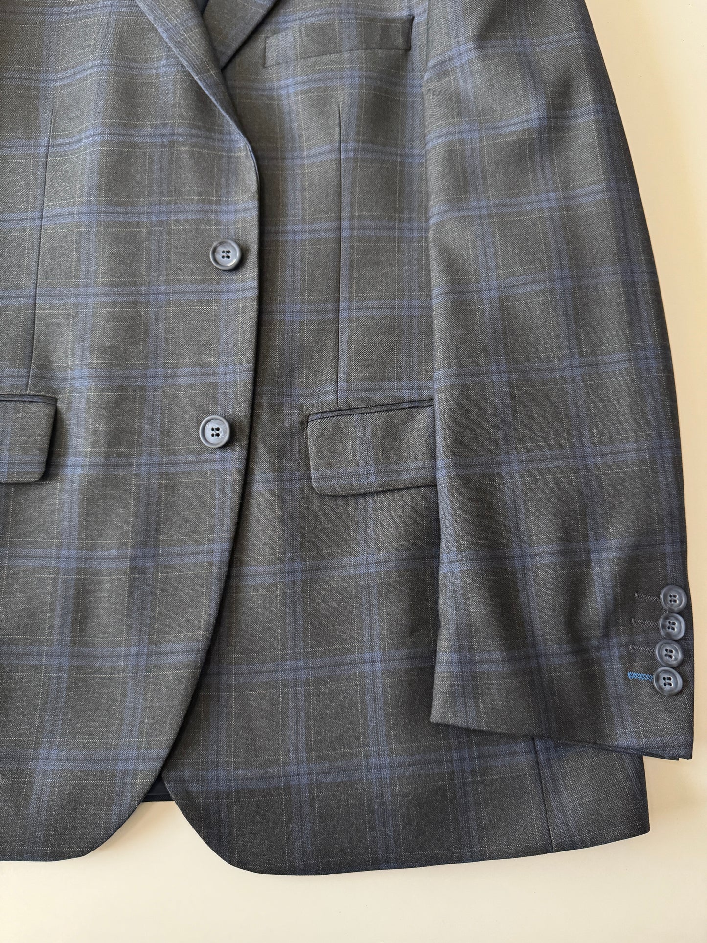 Blazer de cuadros gris, Talla 42R, L, Hombre