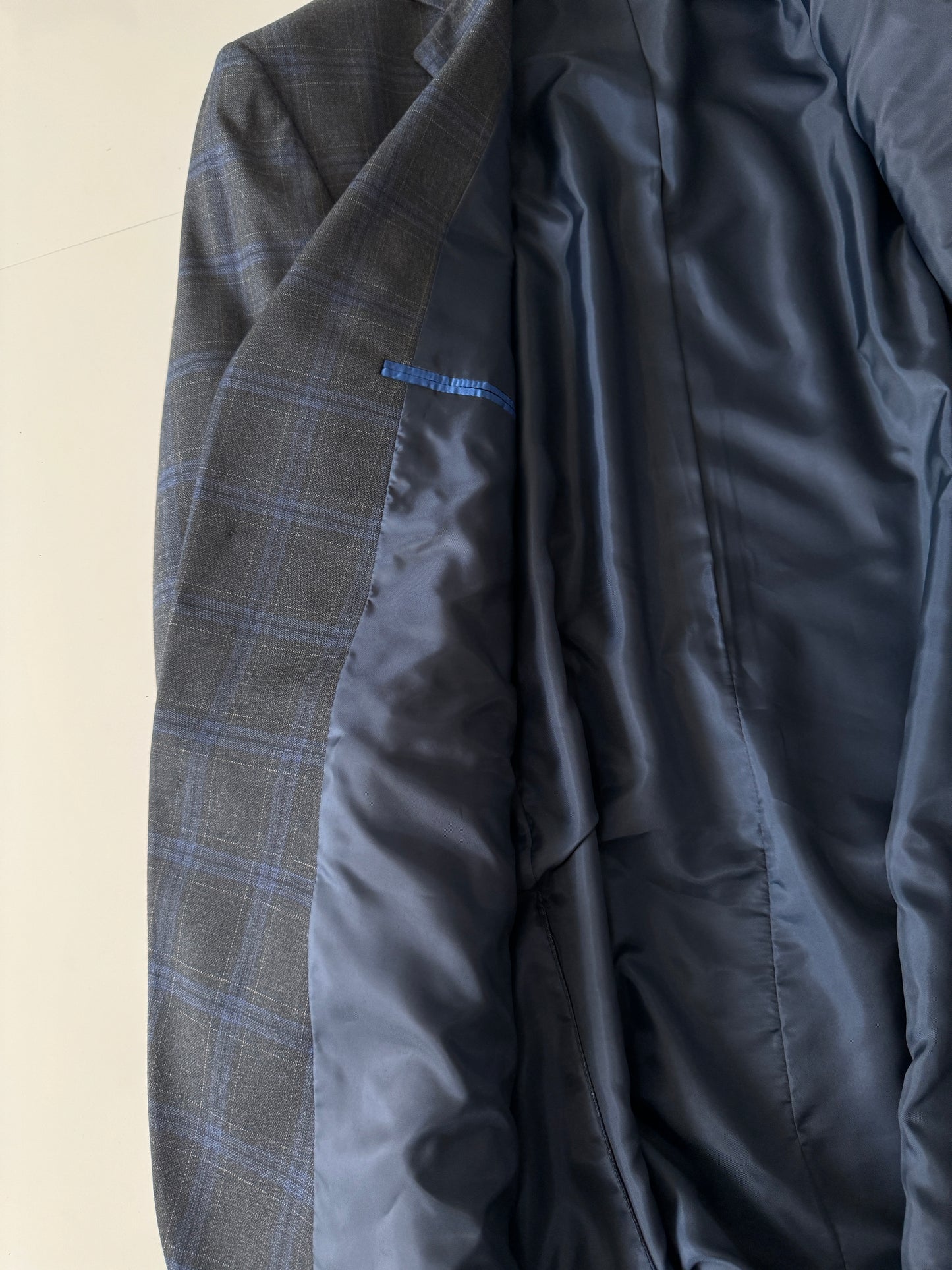 Blazer de cuadros gris, Talla 42R, L, Hombre