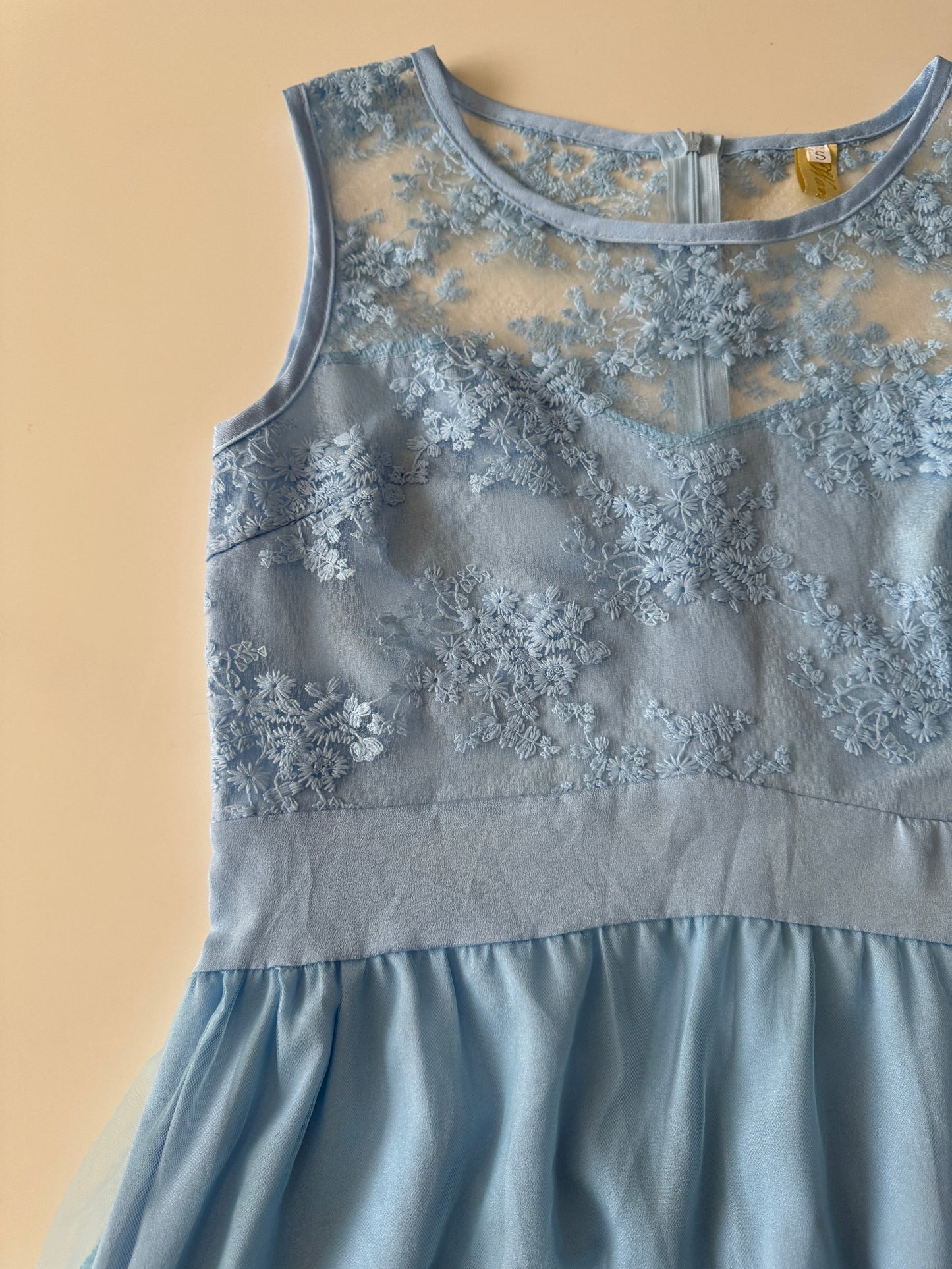 Vestido de encaje celeste, Talla S, Mujer