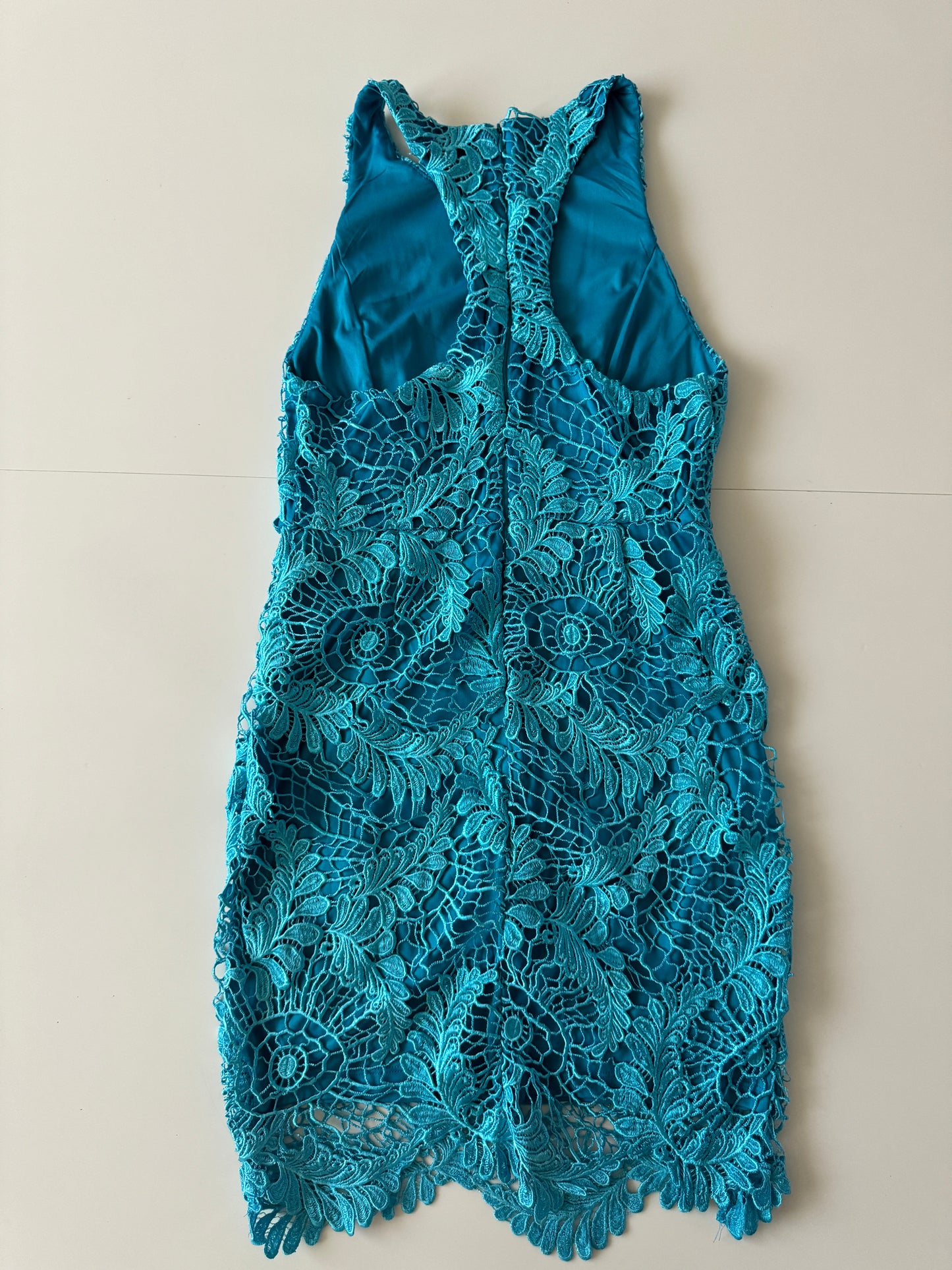 Vestido de encaje turquesa, Talla S, Mujer