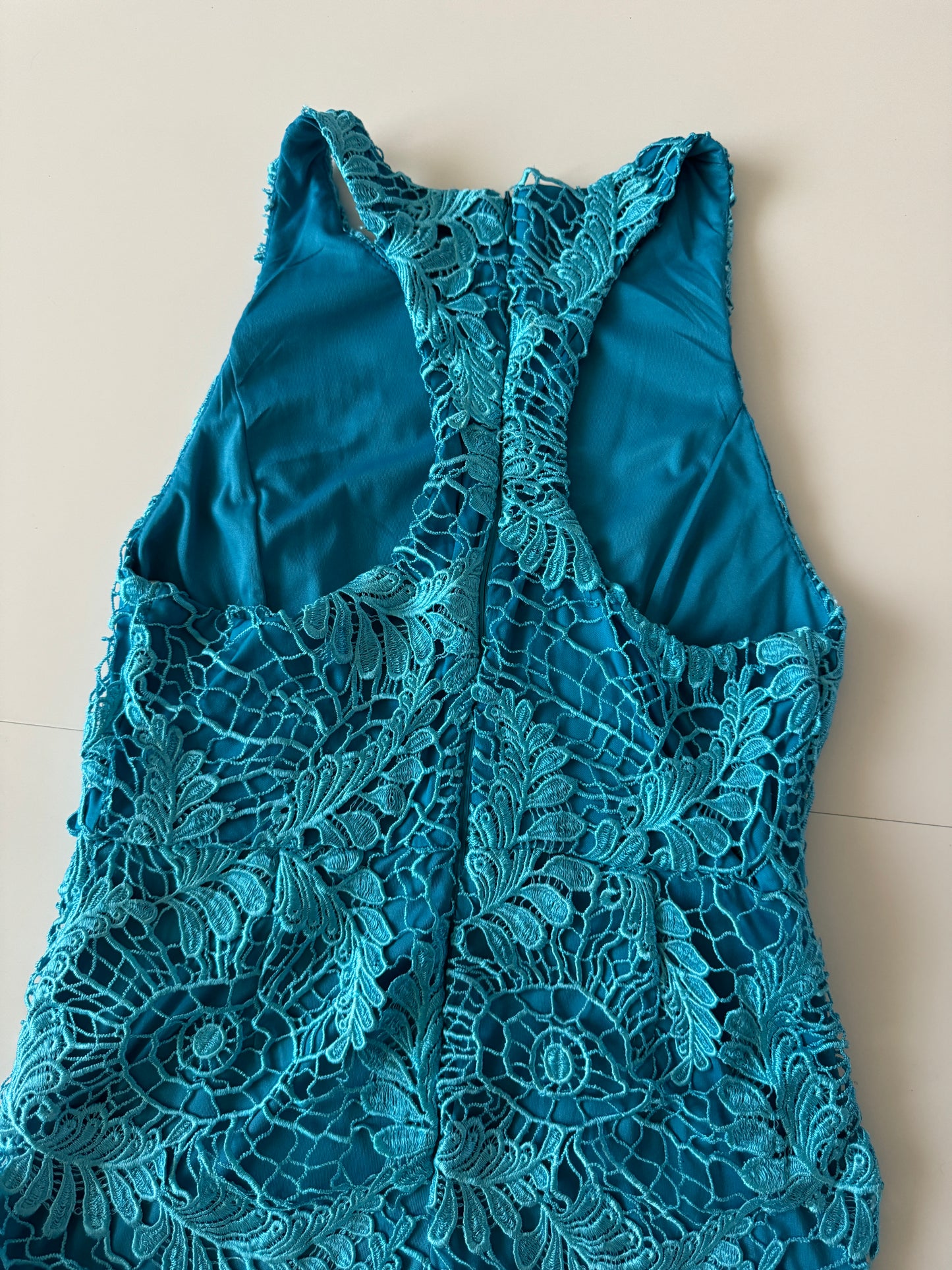 Vestido de encaje turquesa, Talla S, Mujer