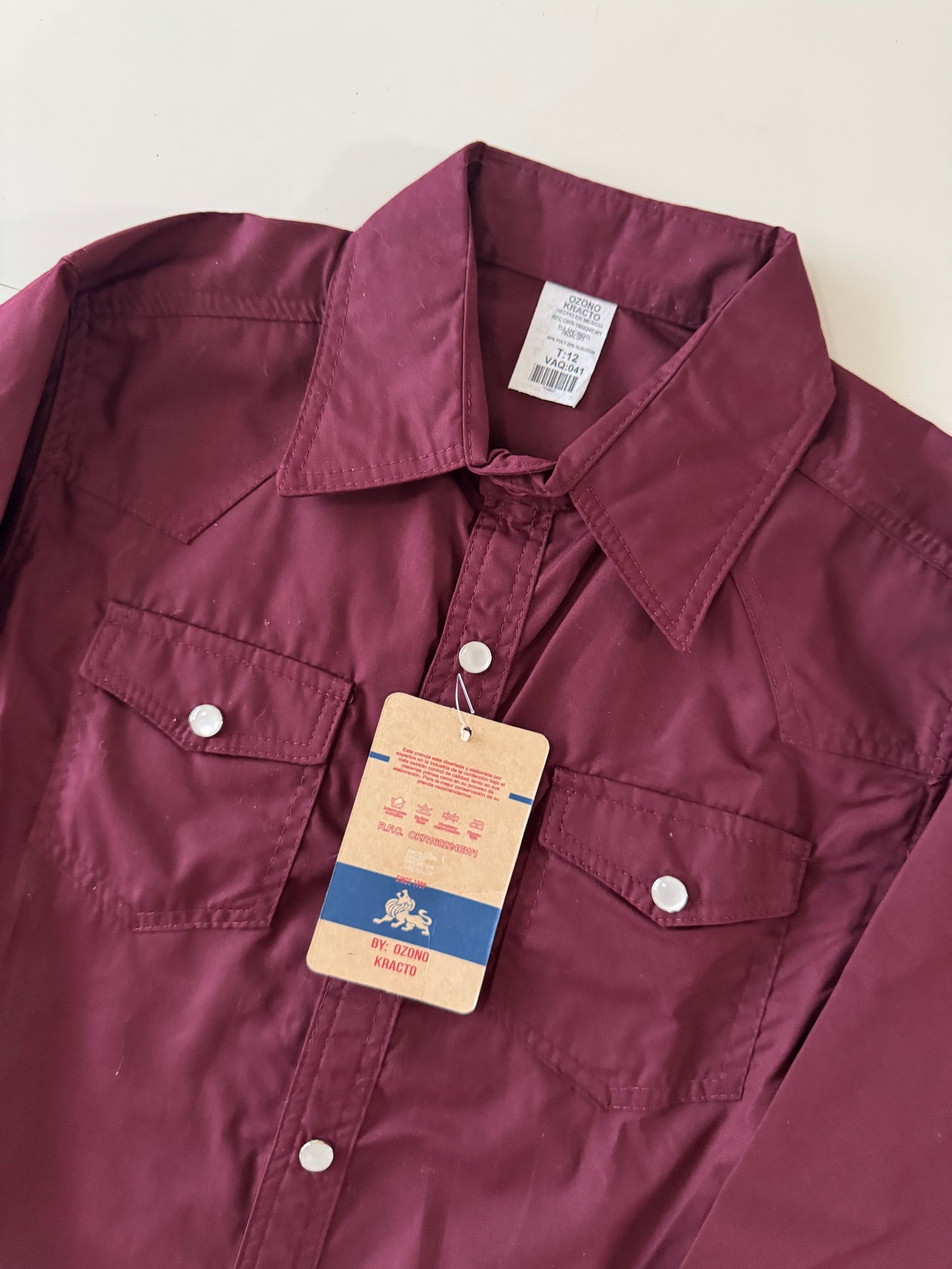Camisa vaquera guinda, Talla 12 años, Niño, Kracto