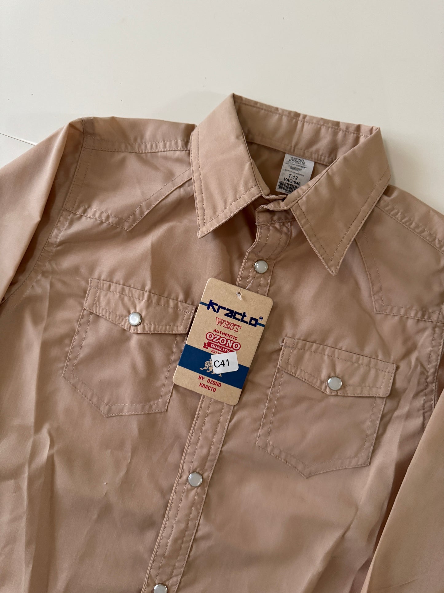 Camisa vaquera beige, Talla 12 años, Niño, Kracto