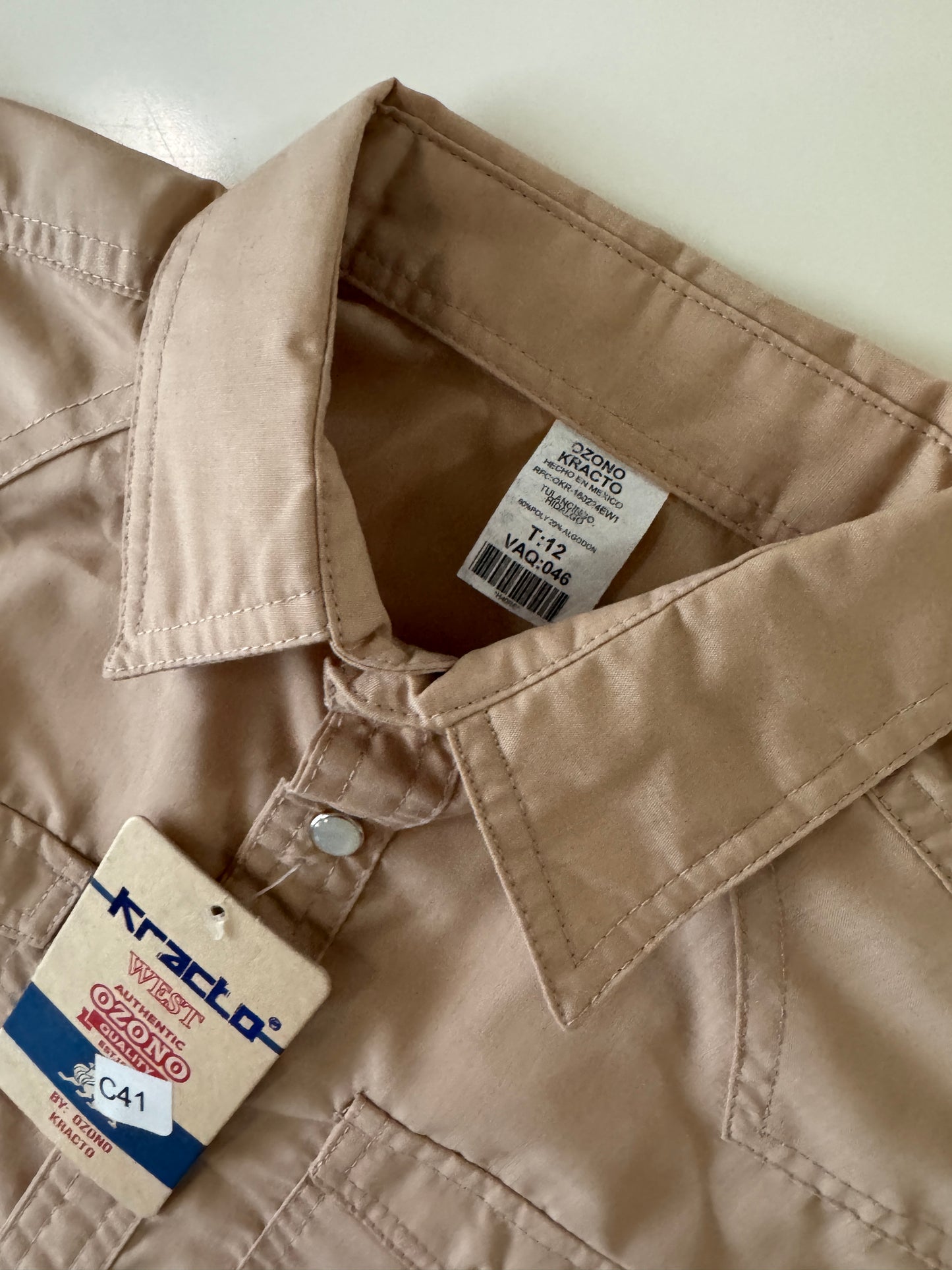 Camisa vaquera beige, Talla 12 años, Niño, Kracto
