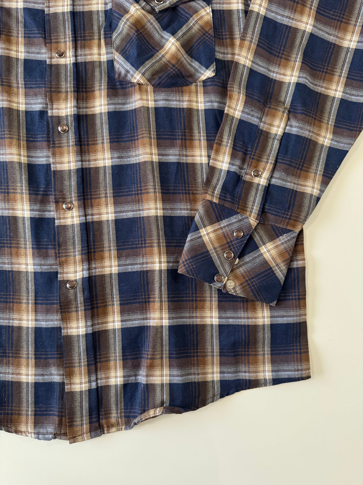 Camisa vaquera cafe de cuadros, Talla L, Hombre, Red Rider