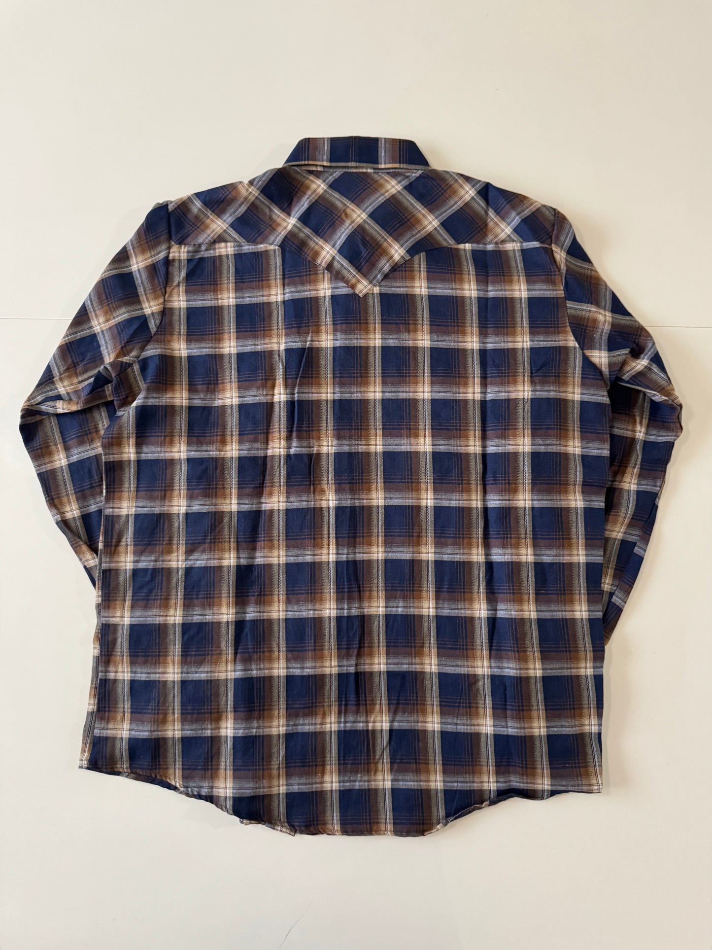 Camisa vaquera cafe de cuadros, Talla L, Hombre, Red Rider