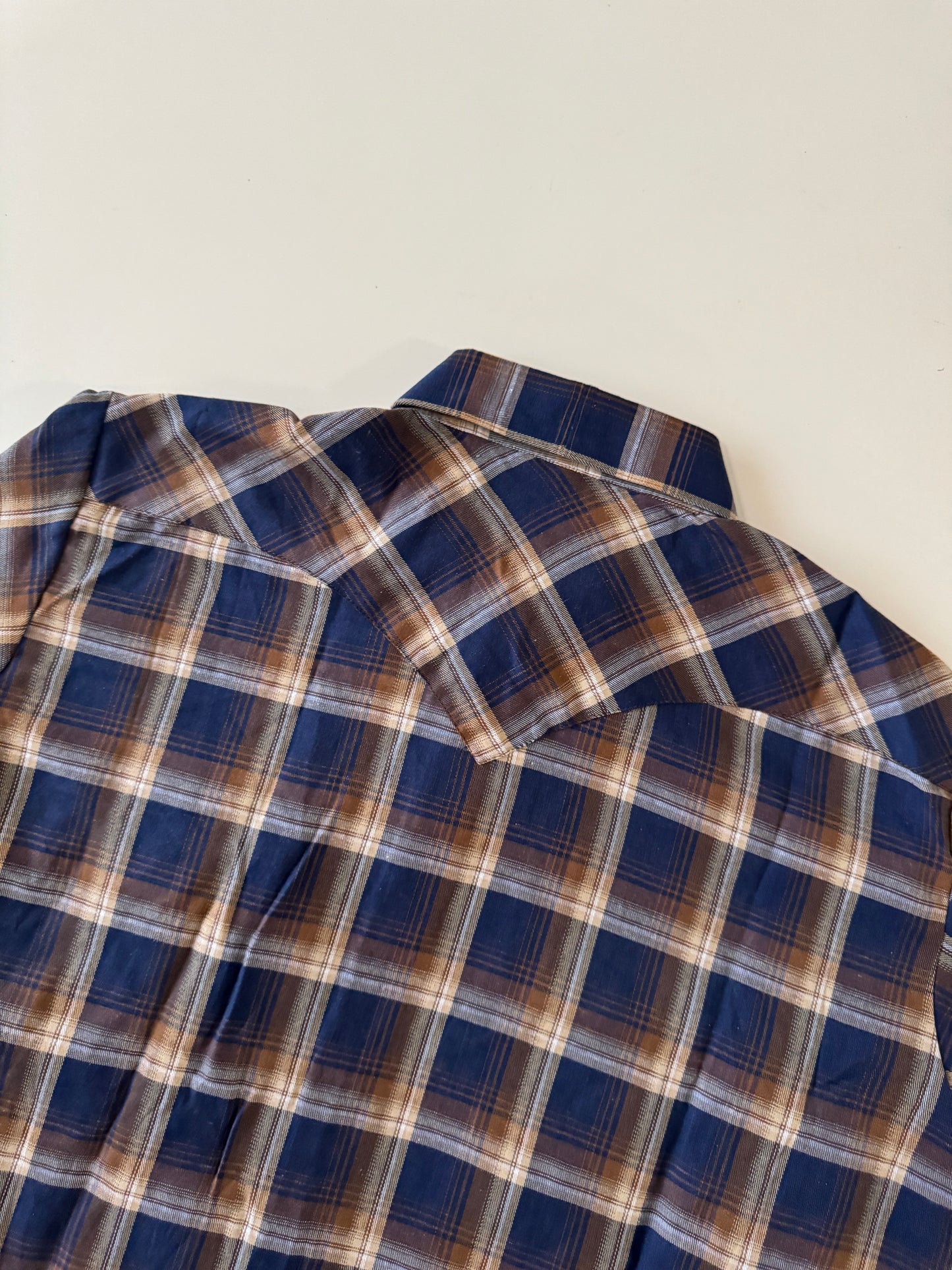 Camisa vaquera cafe de cuadros, Talla L, Hombre, Red Rider