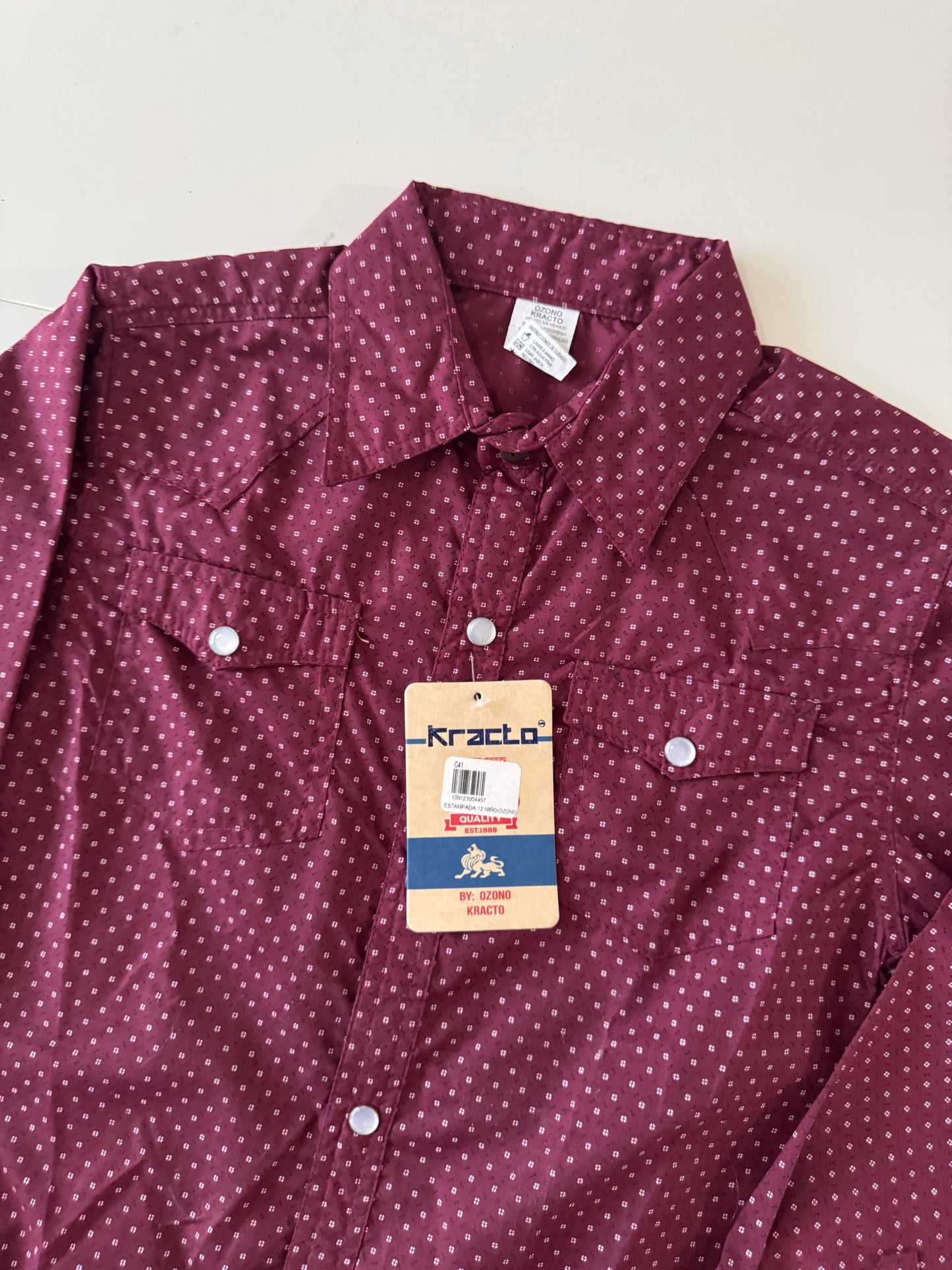 Camisa vaquera manga larga, Talla 12 años, Niño, Kracto