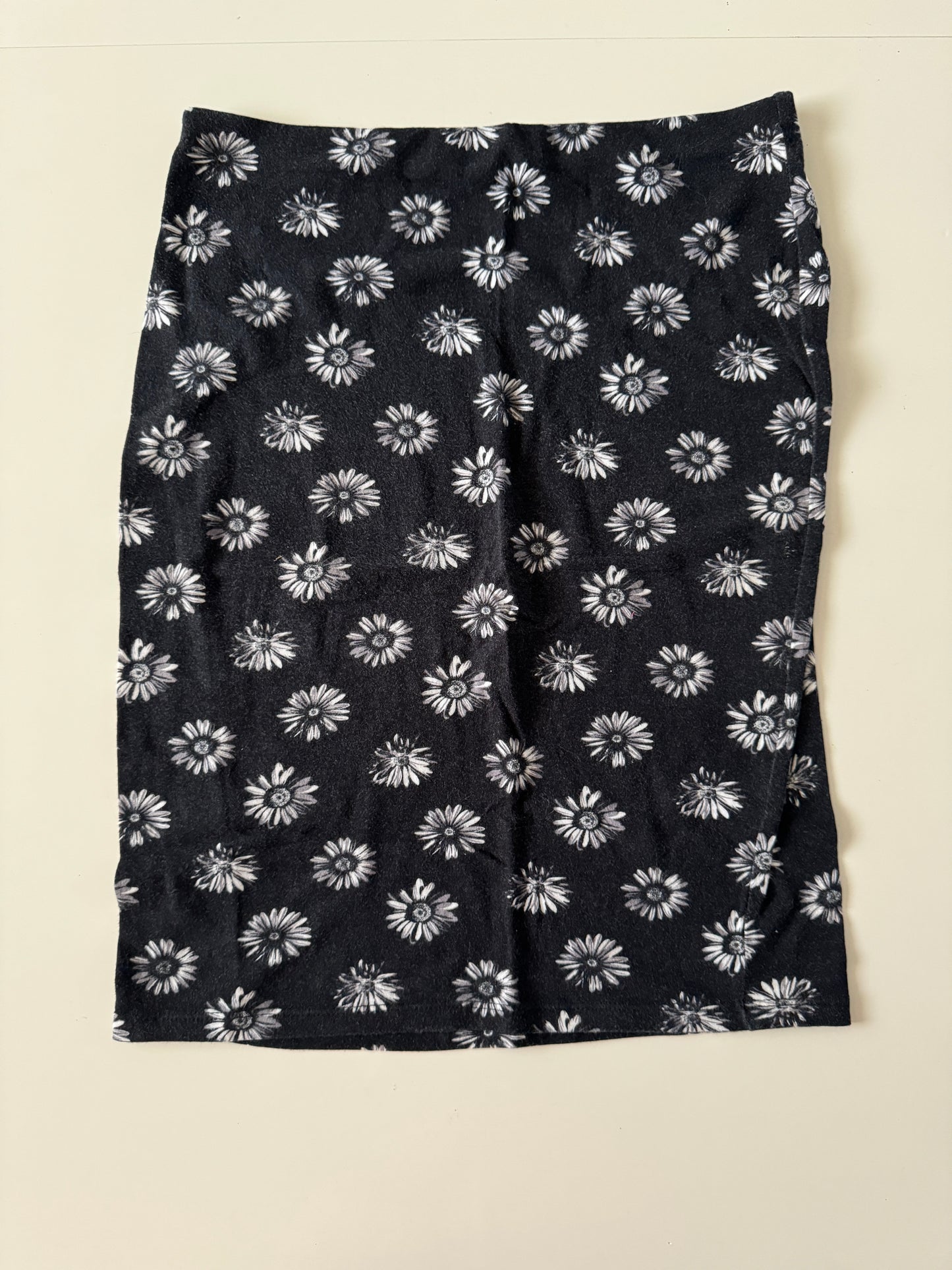 Falda negra estampada girasoles, Talla M, Mujer