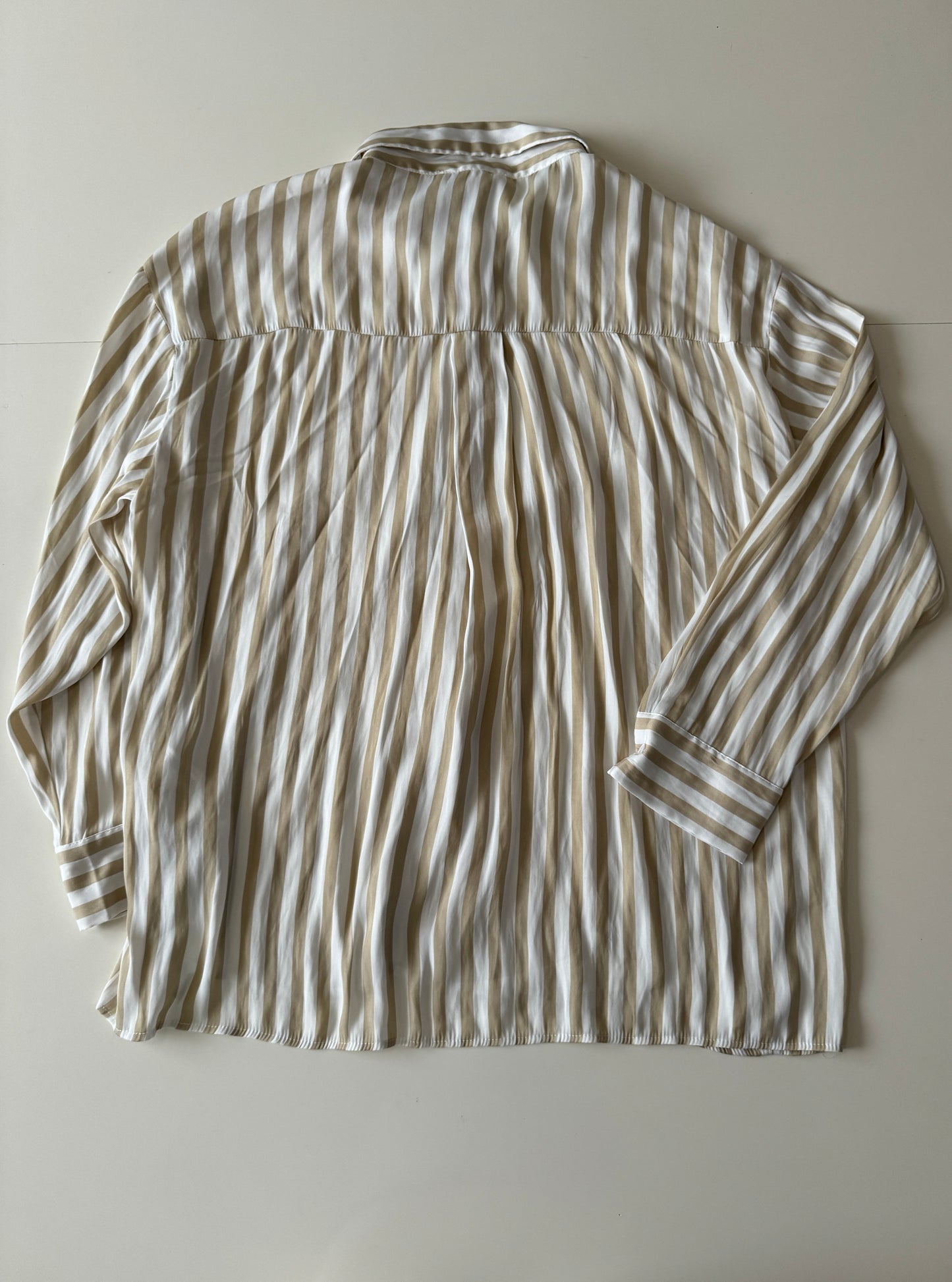 Camisa satinada de rayas, Talla L, Mujer