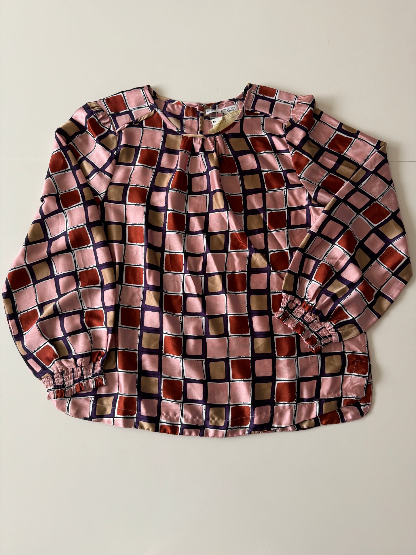 Blusa satinada estampada, Talla XL, Mujer