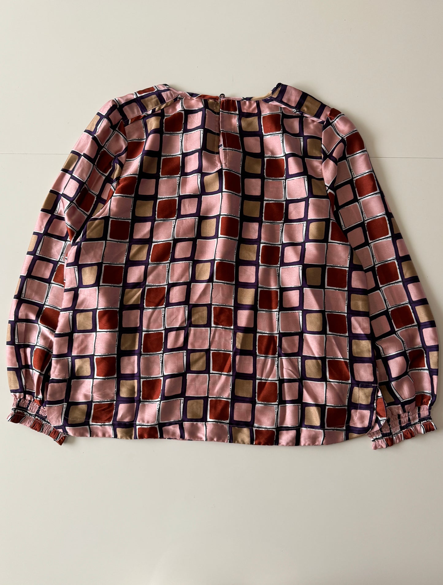 Blusa satinada estampada, Talla XL, Mujer