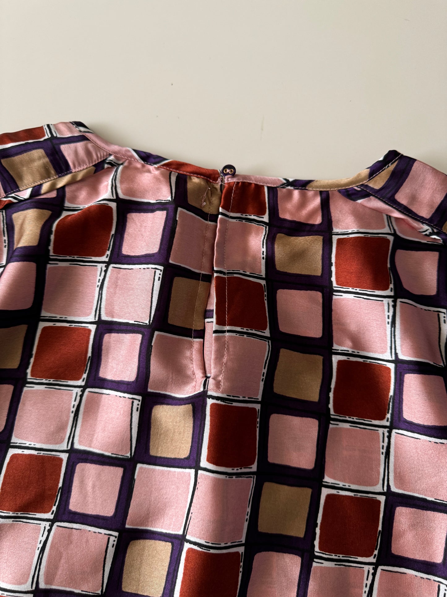 Blusa satinada estampada, Talla XL, Mujer