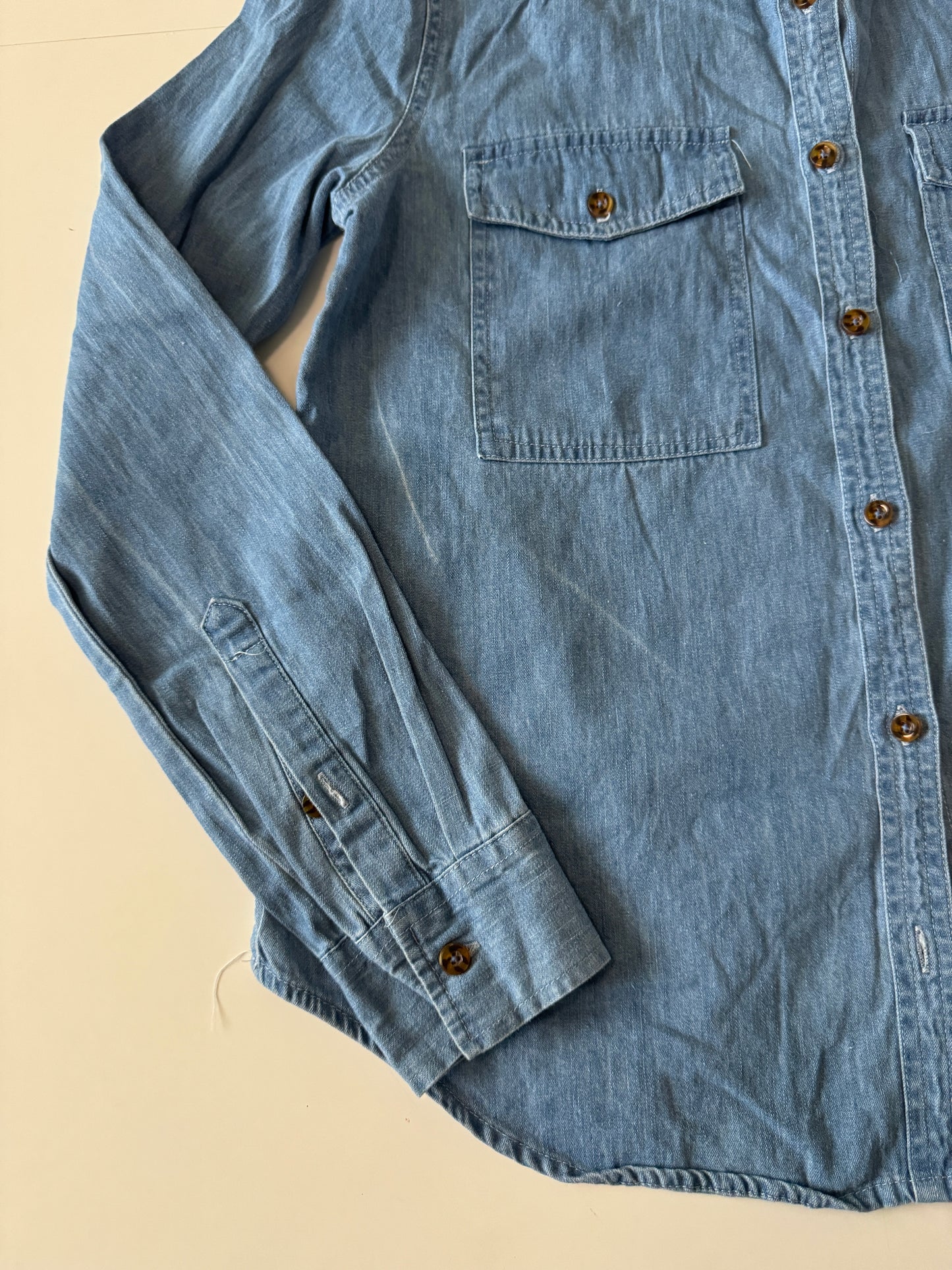 Camisa de mezclilla, manga larga, Talla S, Mujer