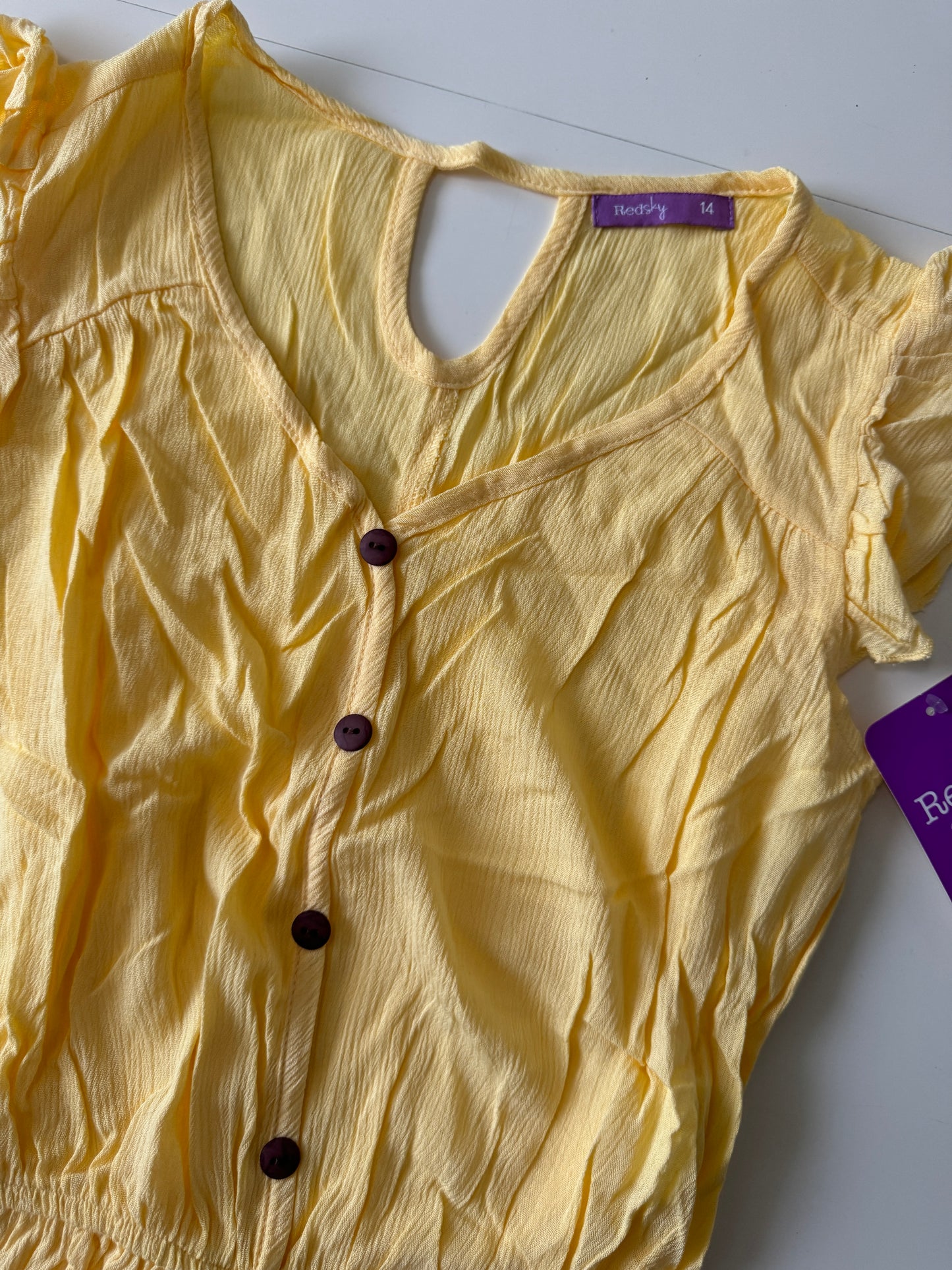 Blusa veraniega amarilla, Talla XS, 14 Teen