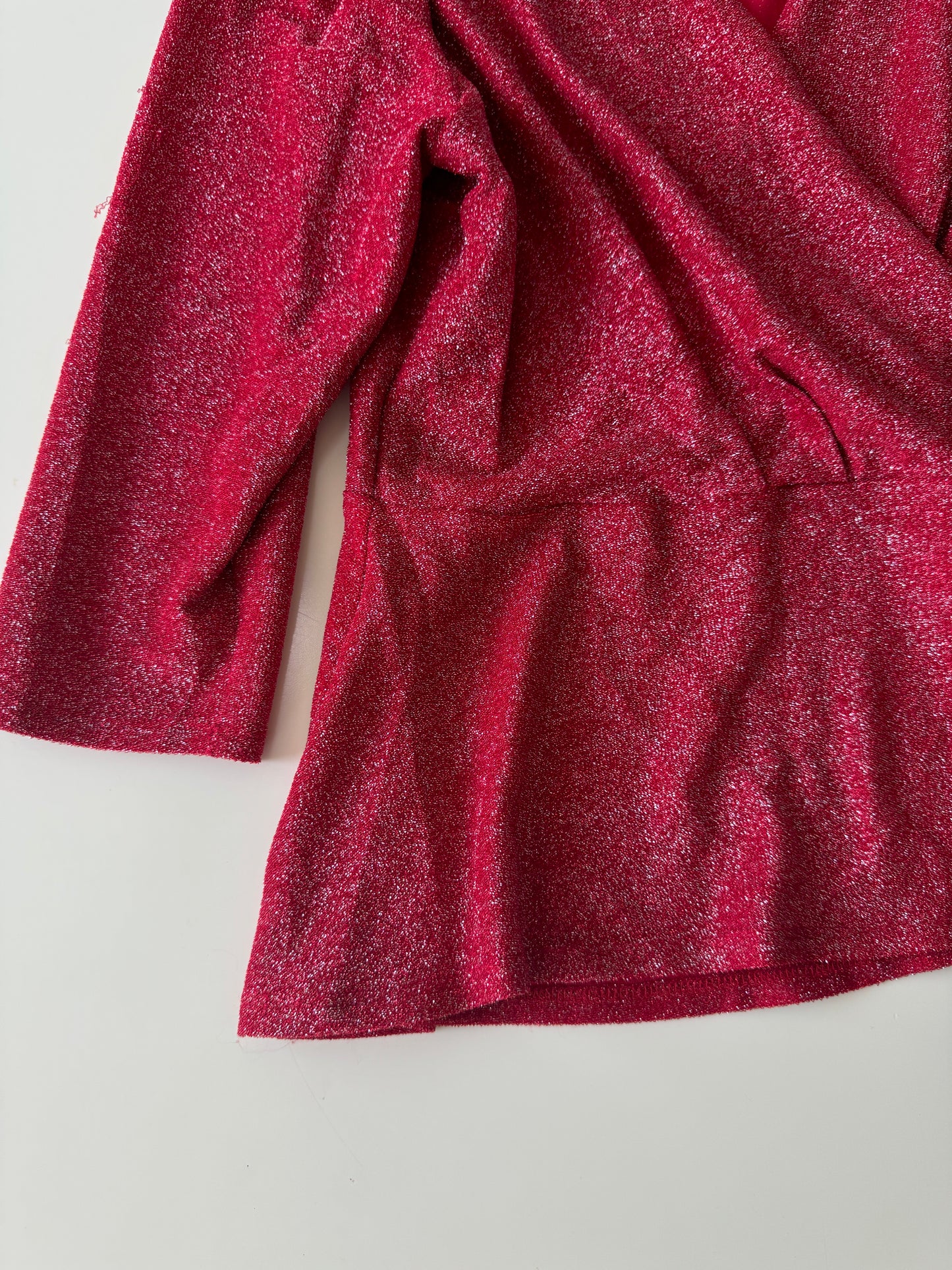 Blusa metalizada roja, Talla XL, Mujer