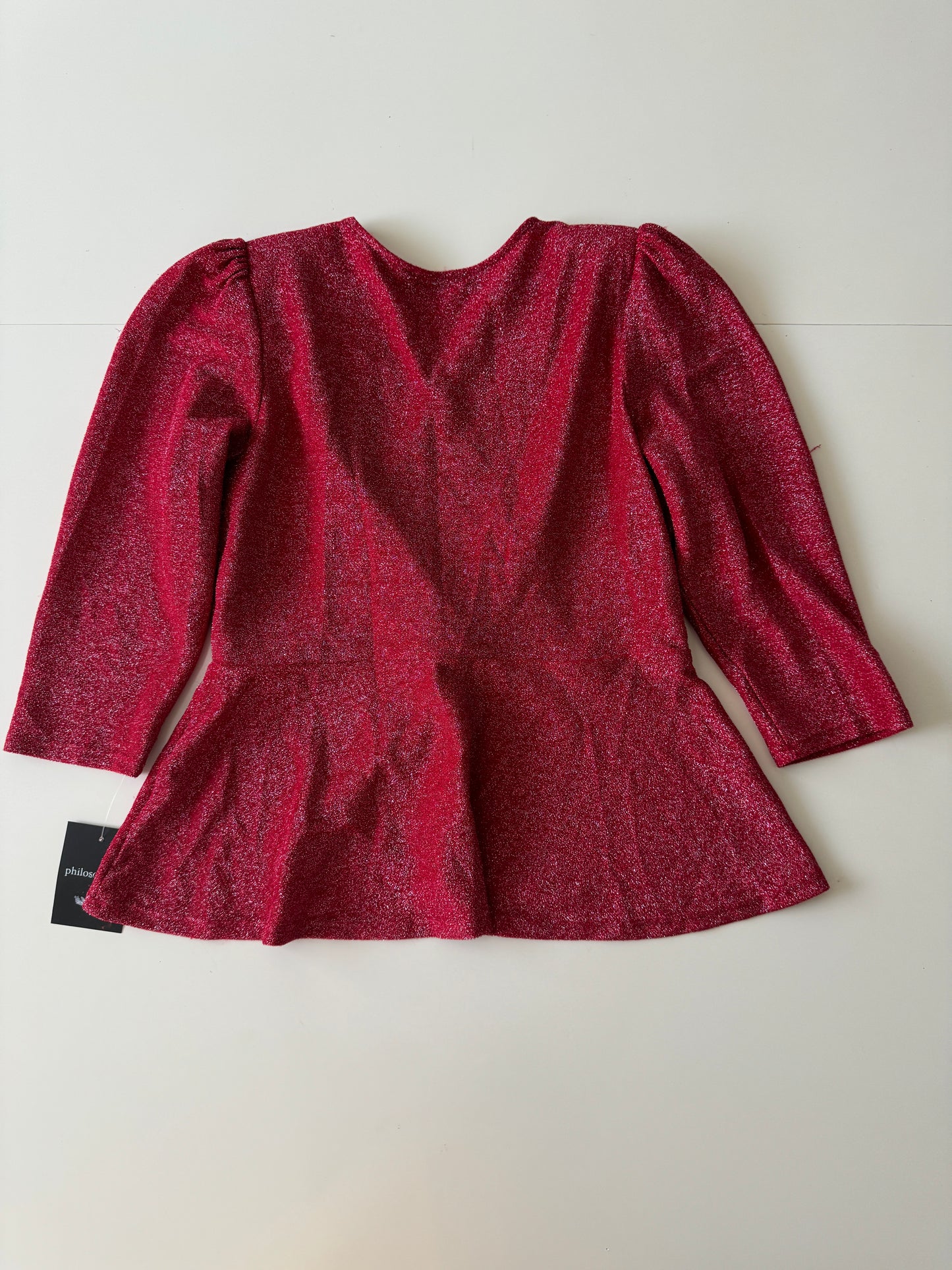 Blusa metalizada roja, Talla XL, Mujer