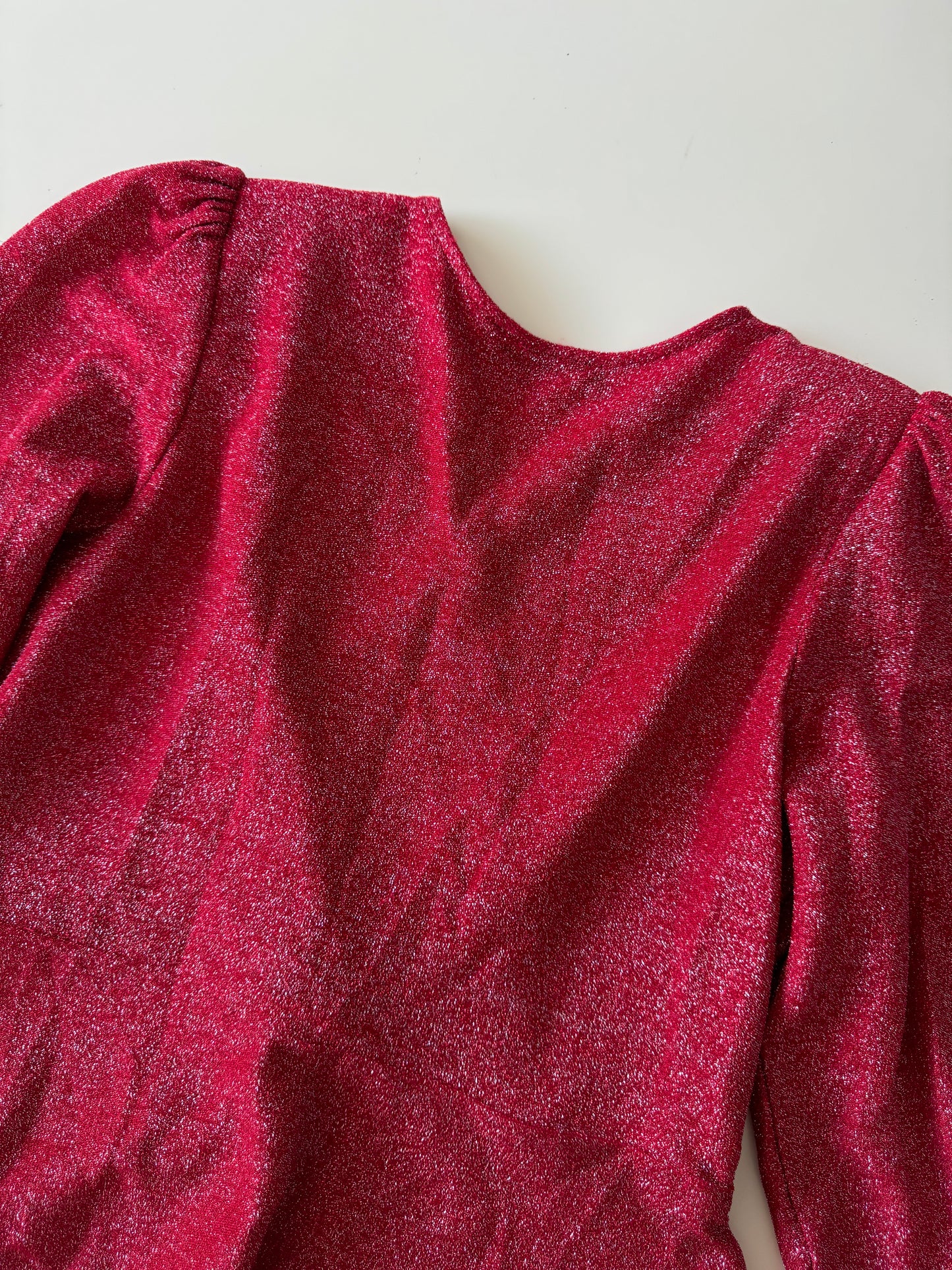 Blusa metalizada roja, Talla XL, Mujer