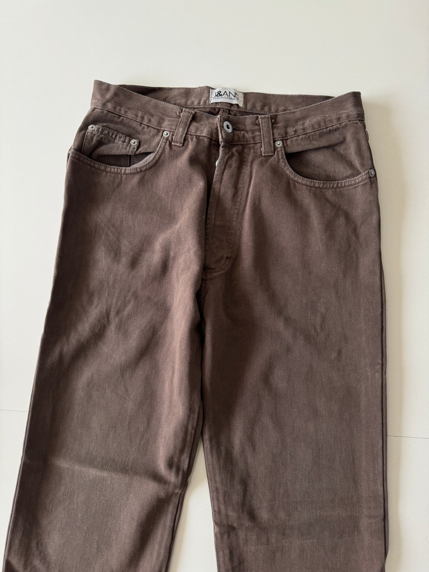 Jeans distress de diseñador cafe, Talla 34, Hombre