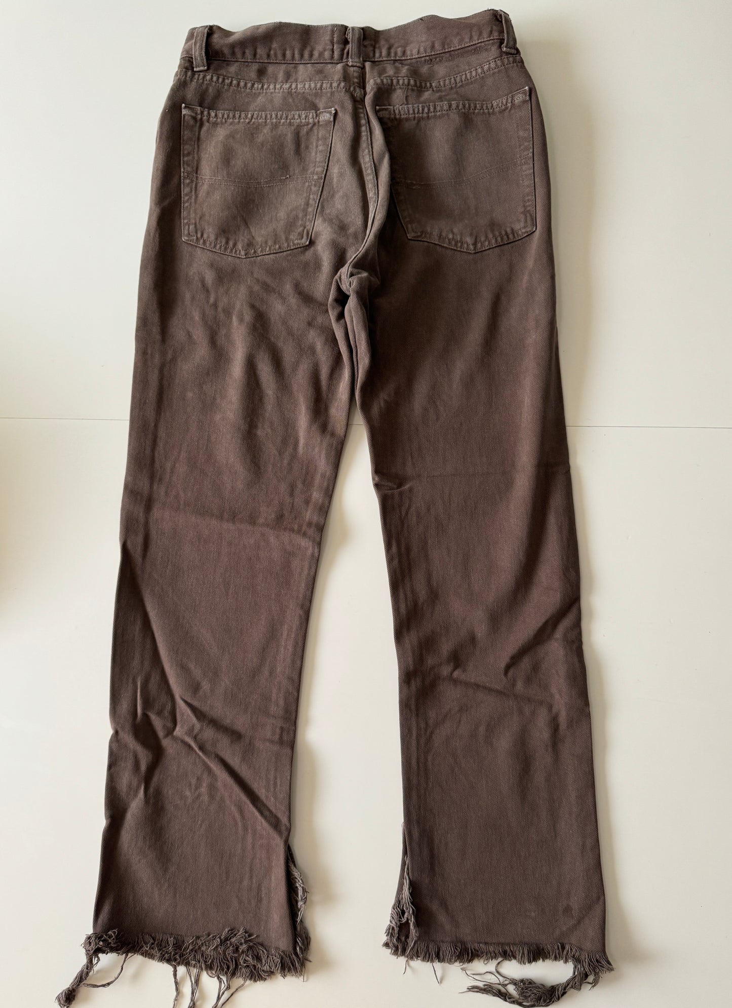 Jeans distress de diseñador cafe, Talla 34, Hombre
