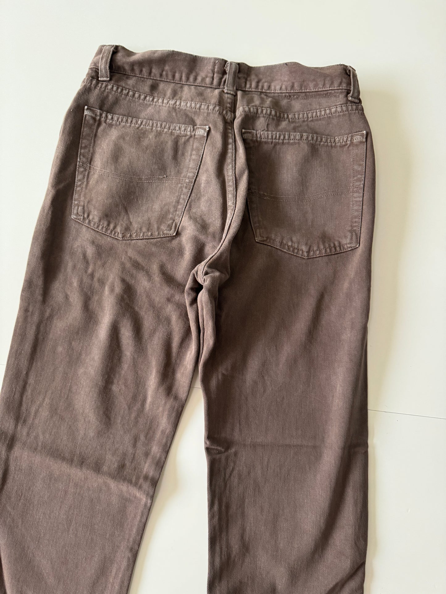 Jeans distress de diseñador cafe, Talla 34, Hombre