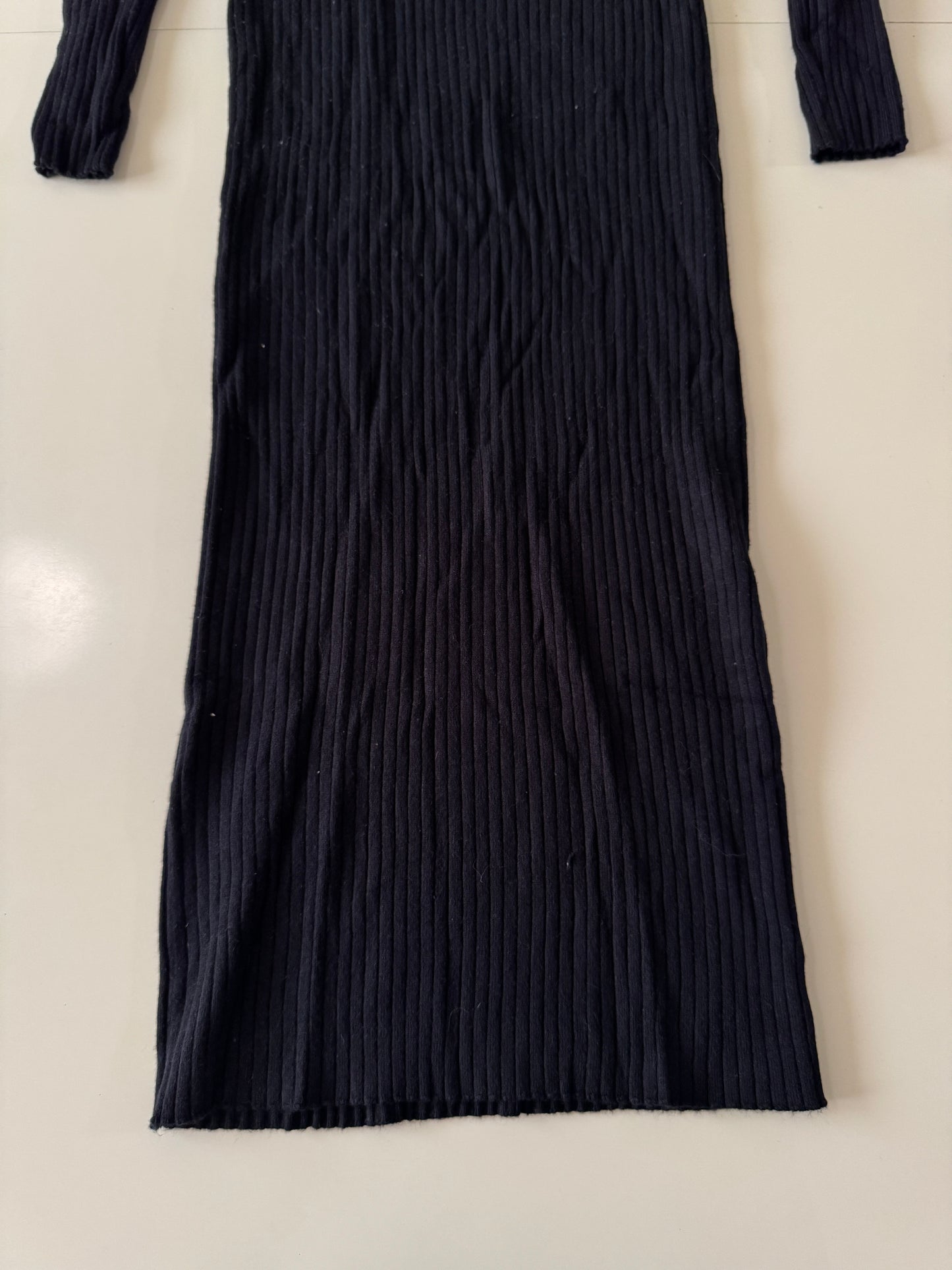 Vestido negro de punto, Talla S-M, Mujer