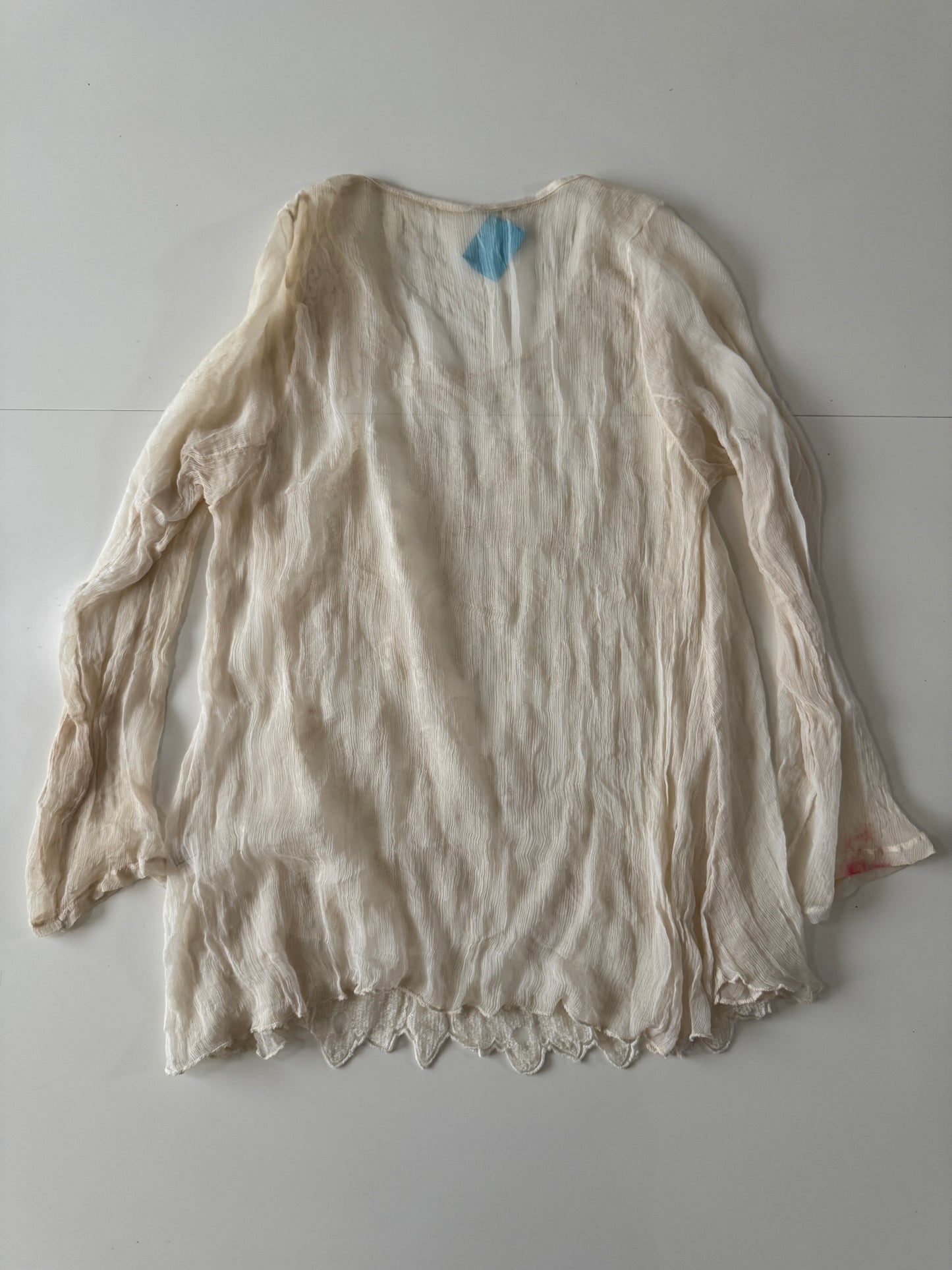 Blusa traslucida beige, Talla M-L, Mujer