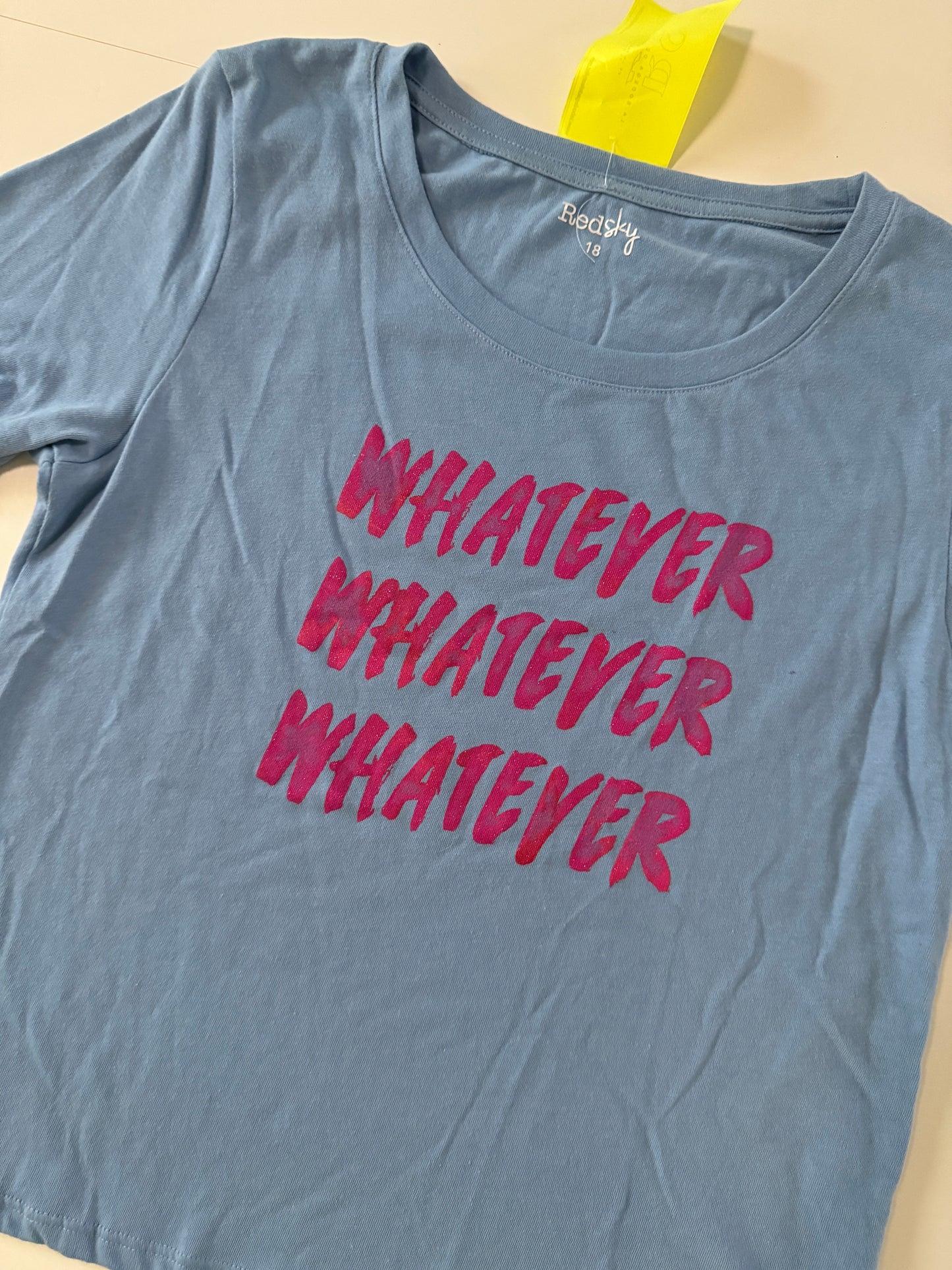 Playera celeste print Whatever, Talla 18 Teen, S/M Mujer