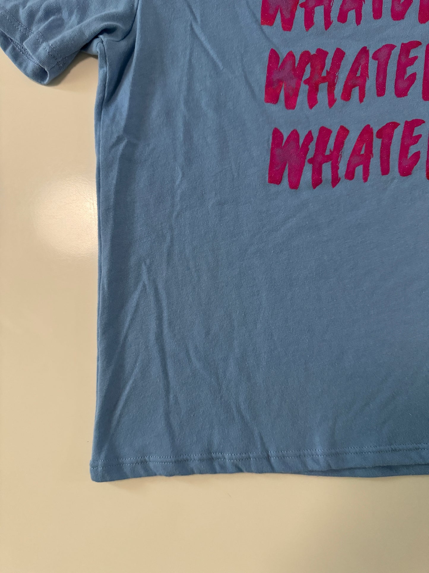 Playera celeste print Whatever, Talla 18 Teen, S/M Mujer