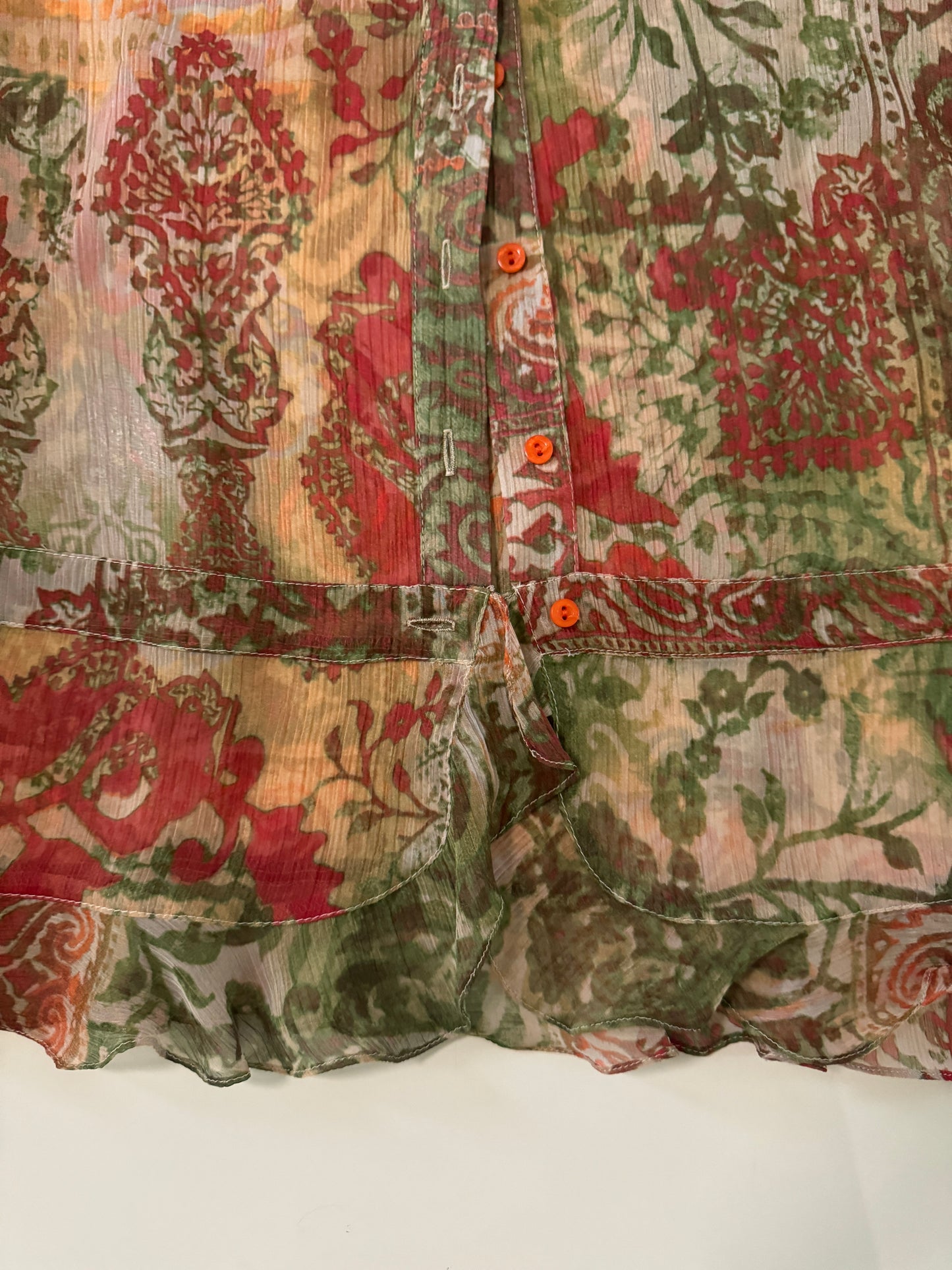 Blusa translucida estampada, Talla 32, M/L, Mujer