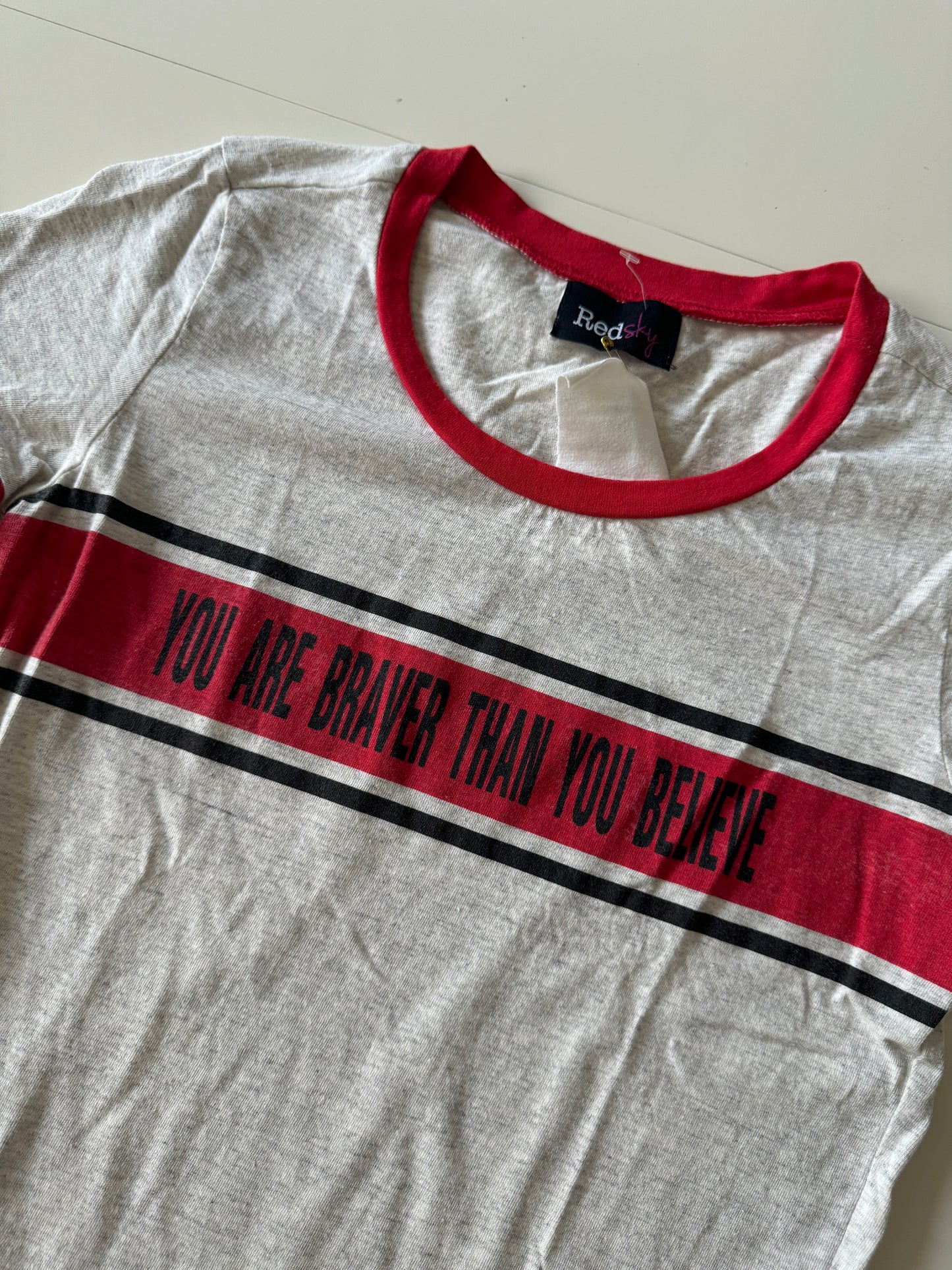 Playera retro gris, Talla S, Mujer