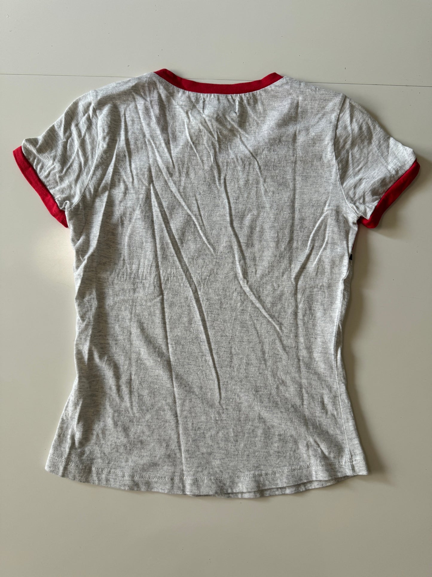 Playera retro gris, Talla S, Mujer