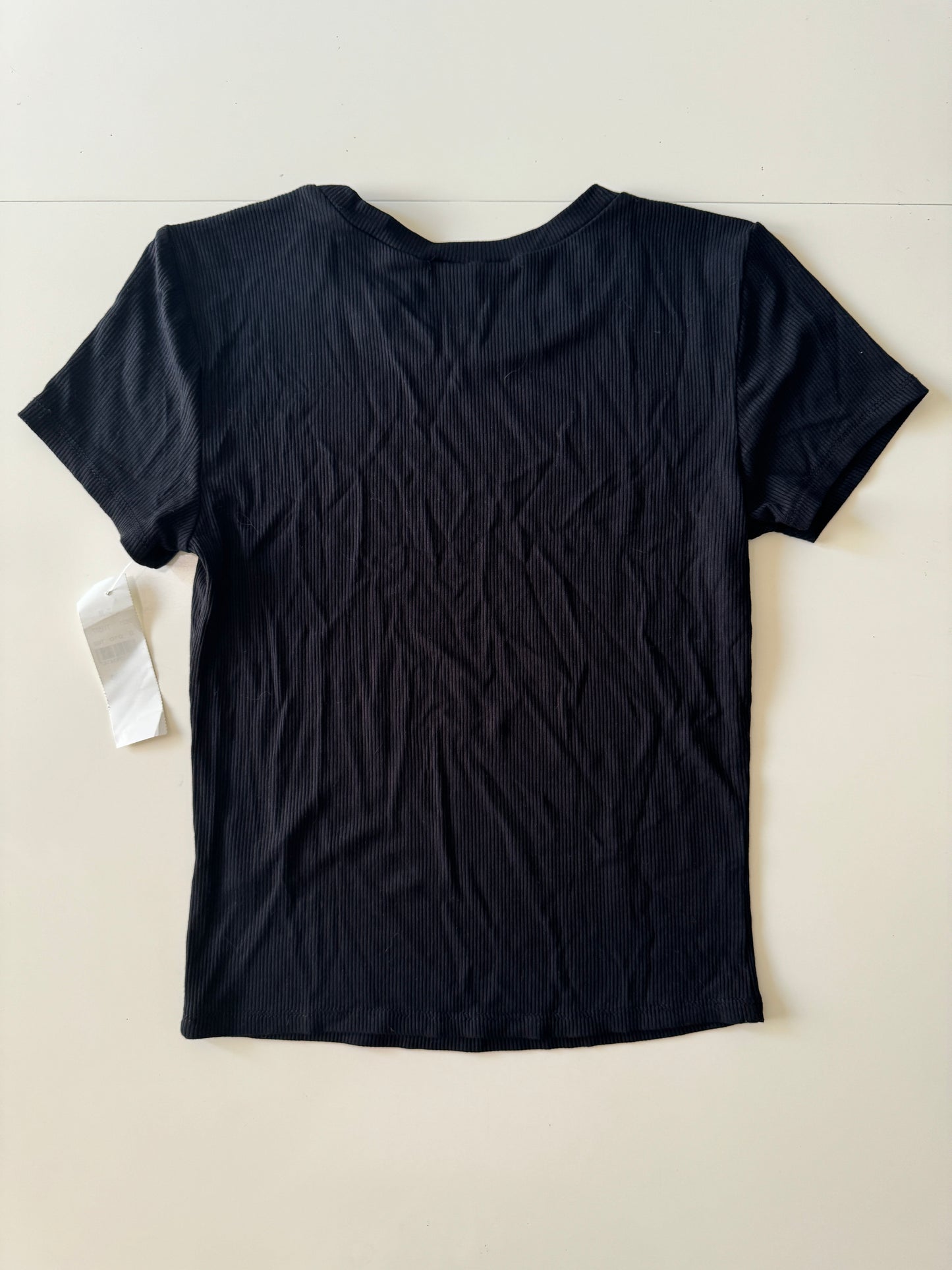 Playera negra decorada con botones, Talla M, Mujer