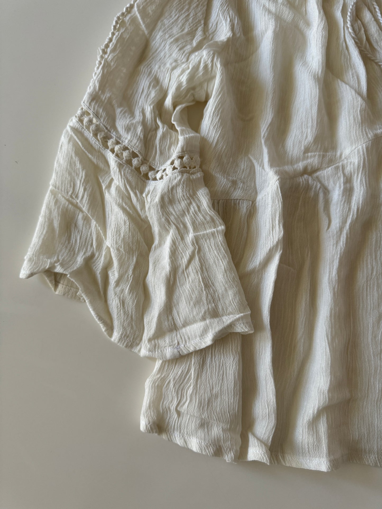 Blusa campirana beige, Talla S/28, Mujer