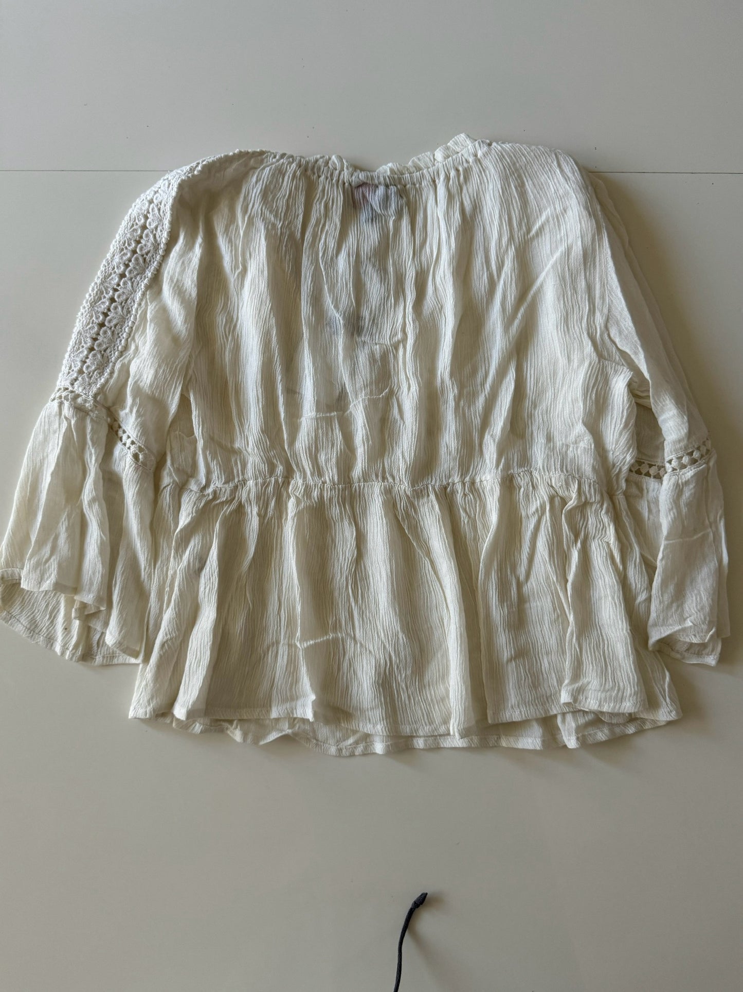 Blusa campirana beige, Talla S/28, Mujer