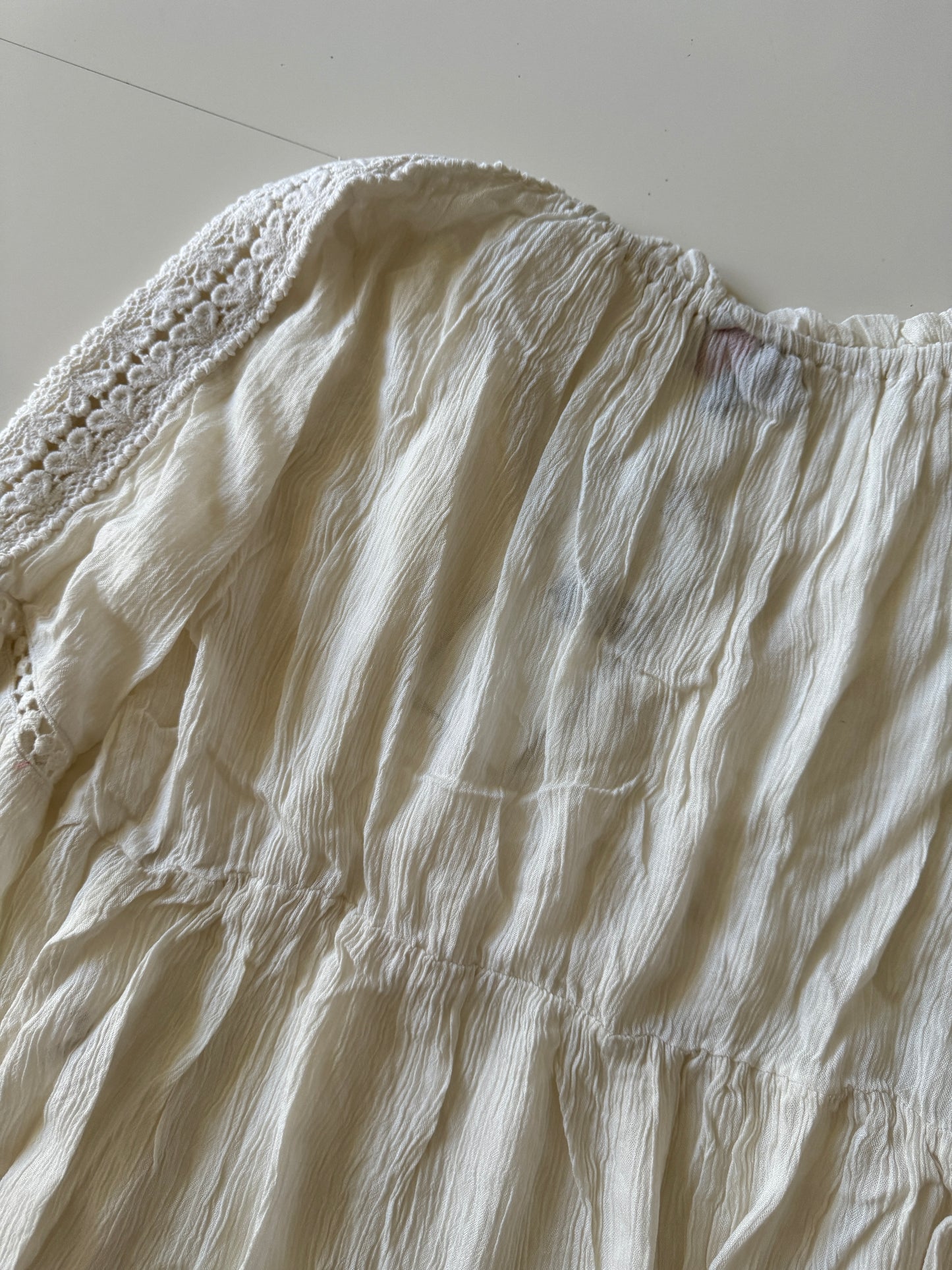 Blusa campirana beige, Talla S/28, Mujer