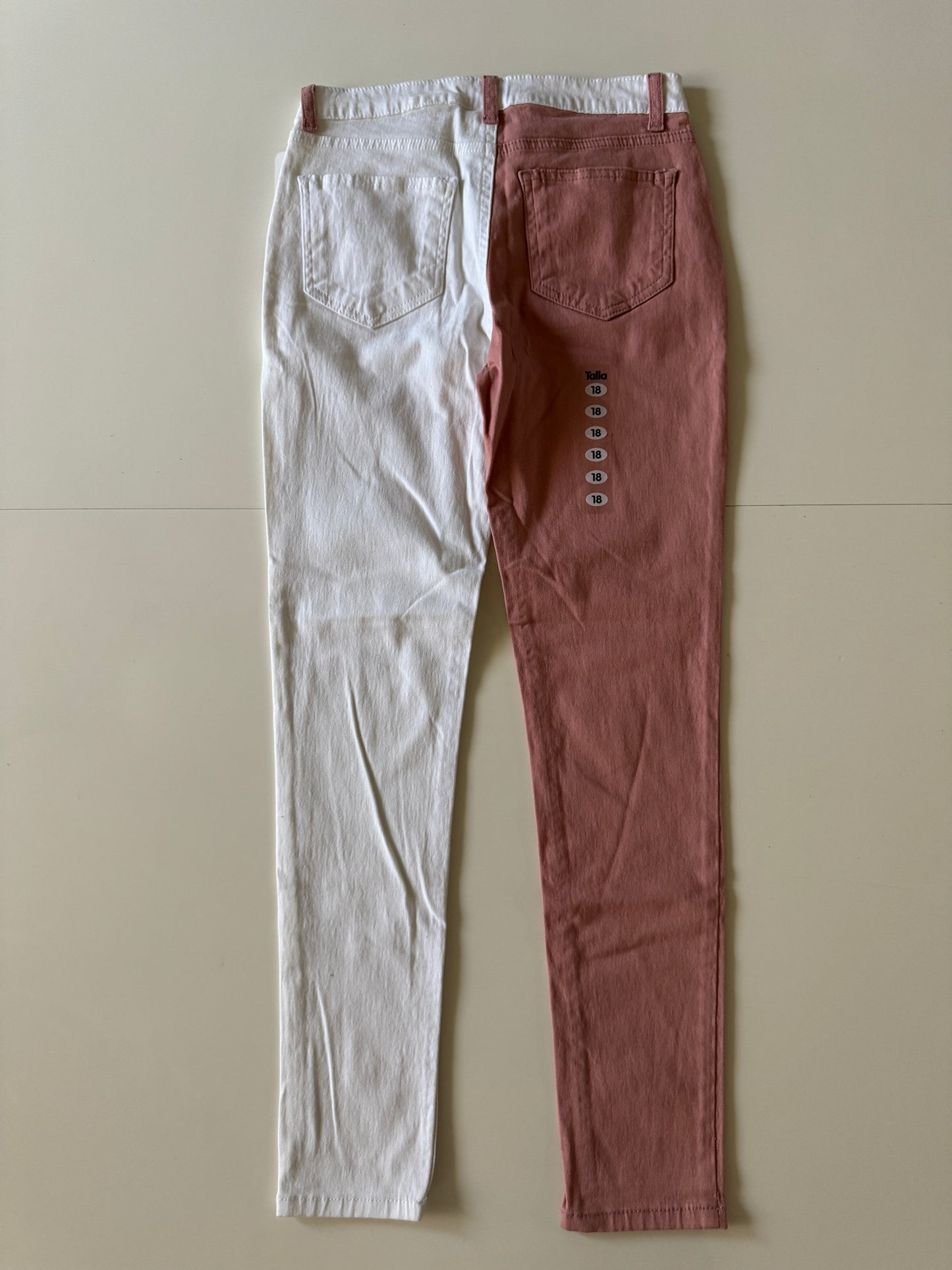 Skinny bicolores, Talla 18 Teen, XS Mujer