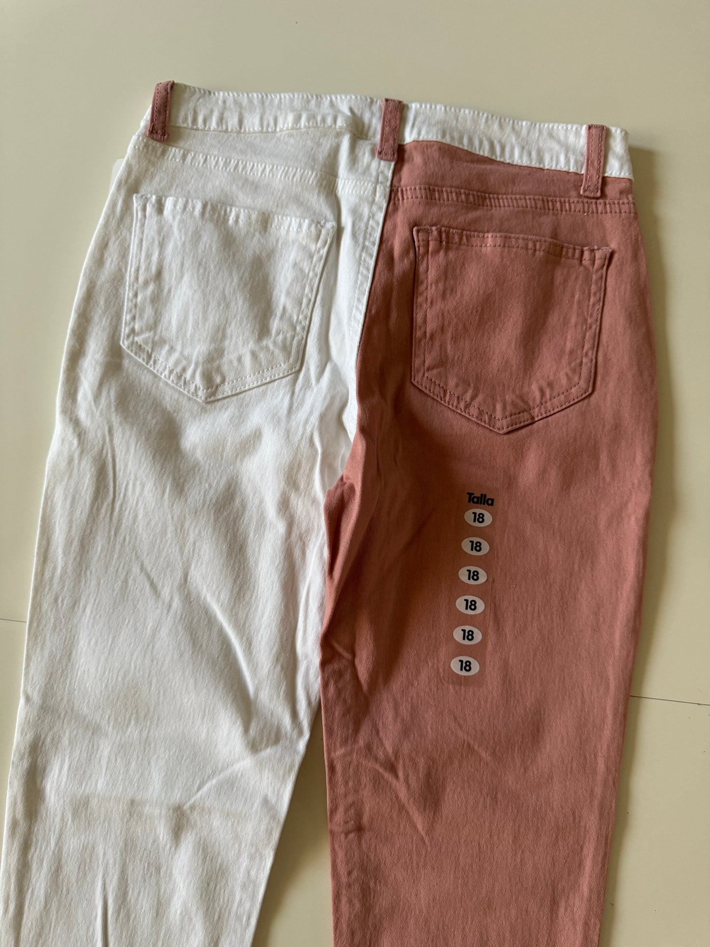 Skinny bicolores, Talla 18 Teen, XS Mujer