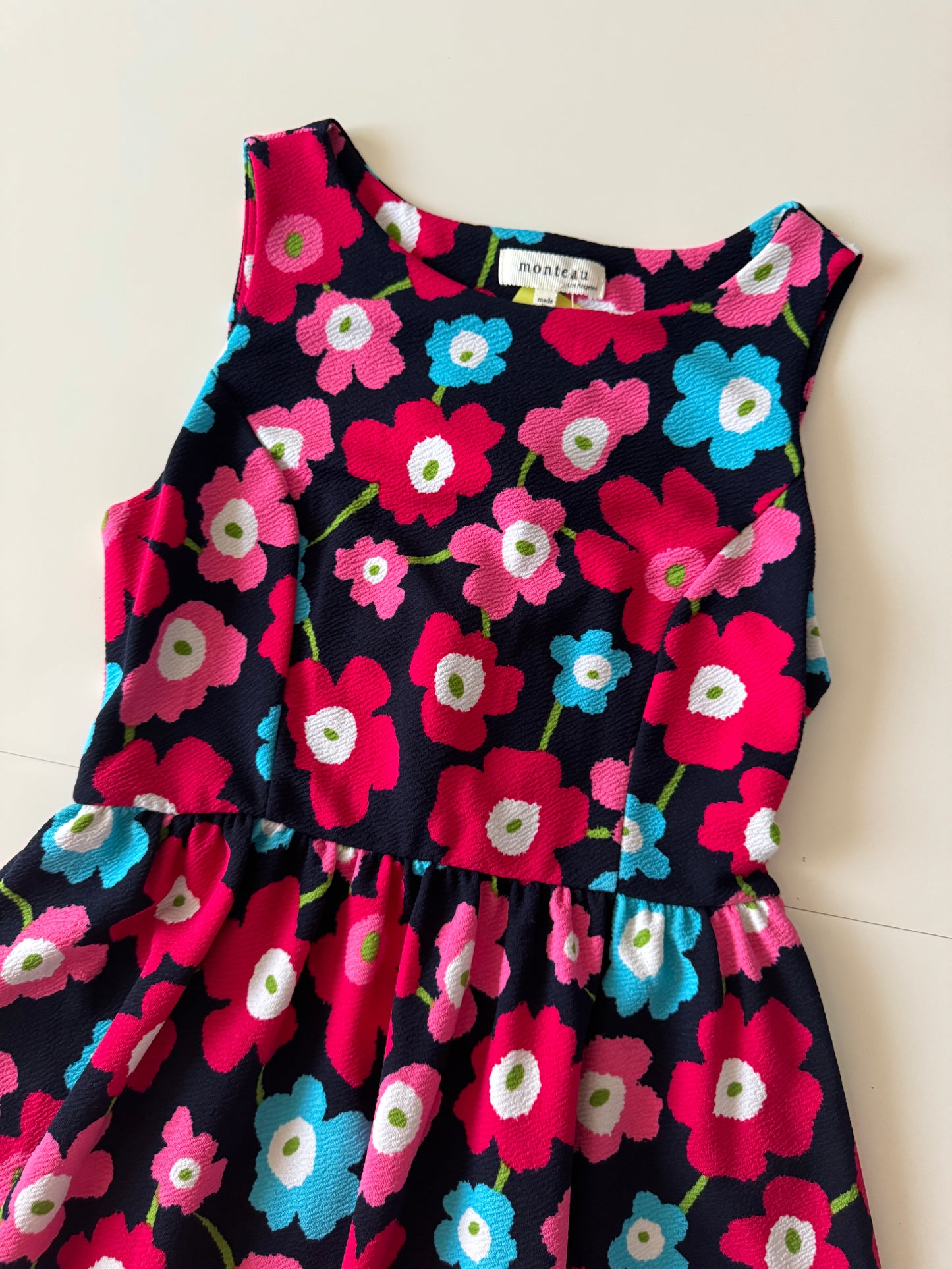 Vestido estampado de flores, moños en espalda, Talla S, Mujer