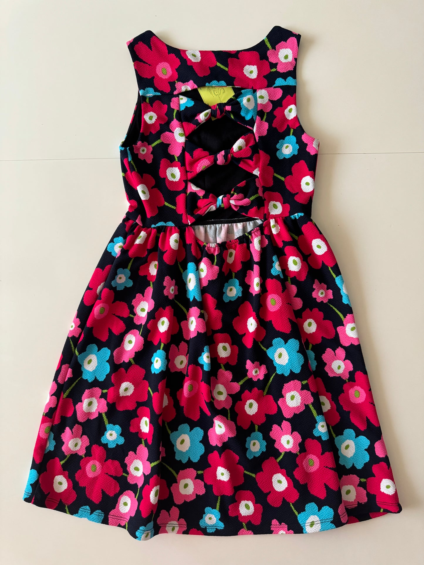 Vestido estampado de flores, moños en espalda, Talla S, Mujer