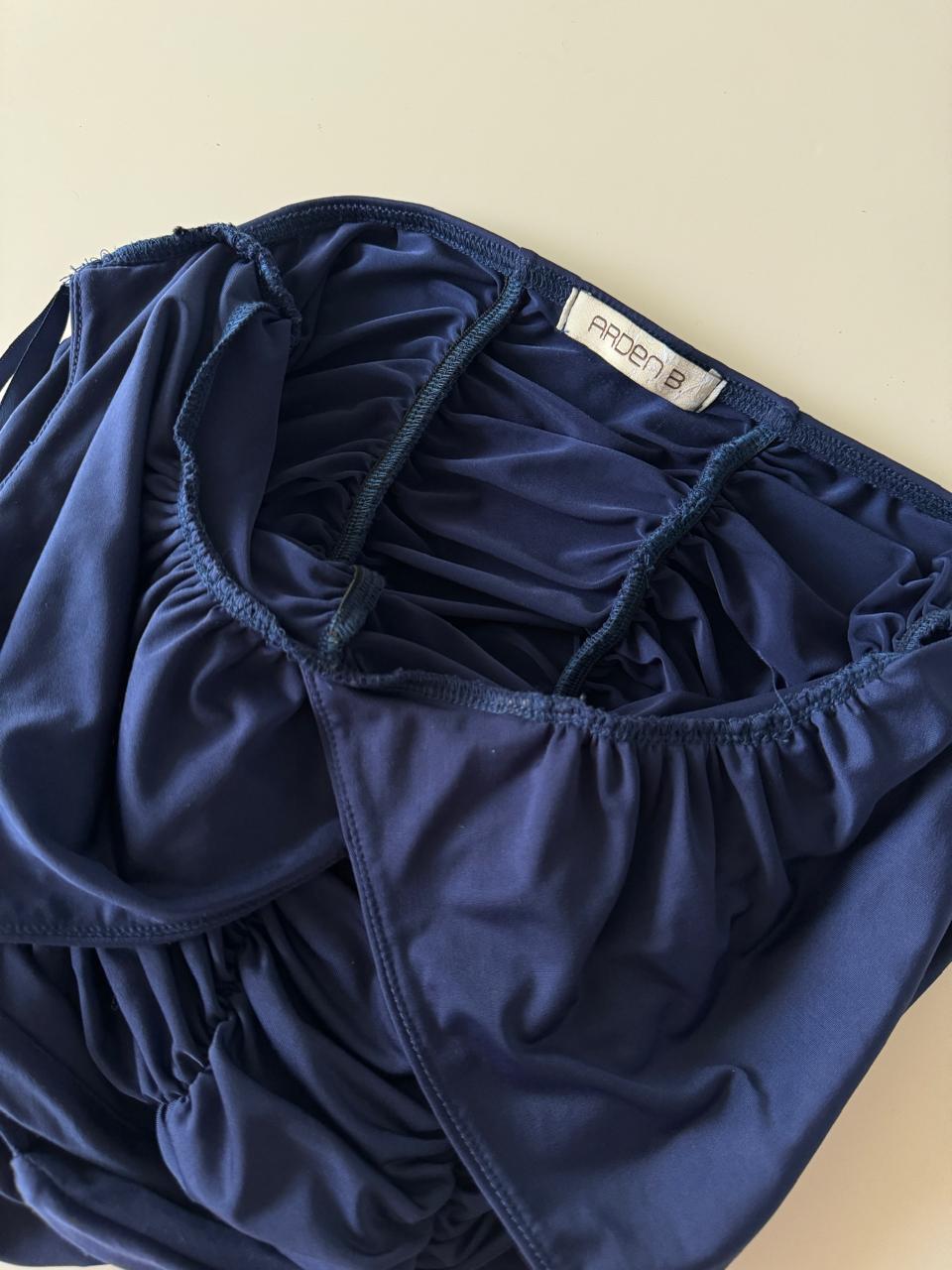 Vestido azul drapeado, Talla S, Mujer