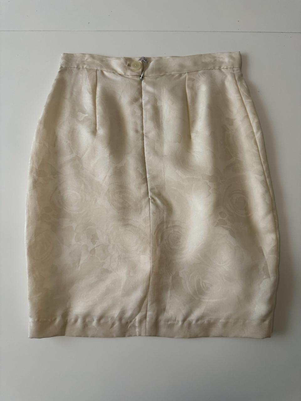 Falda beige de tafeta, Talla S, Mujer