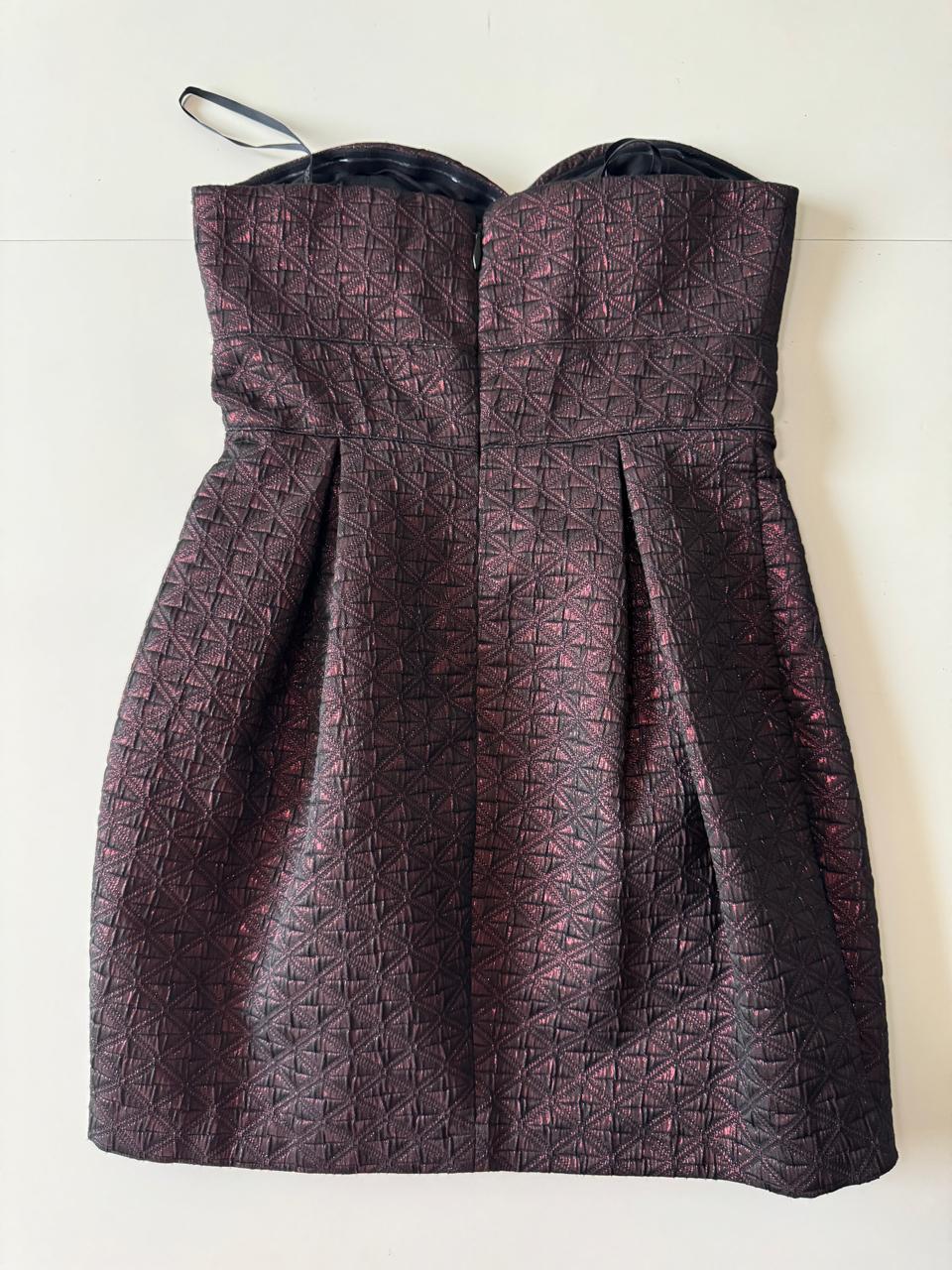Vestido de jacard metalico, Talla 4,S, Mujer
