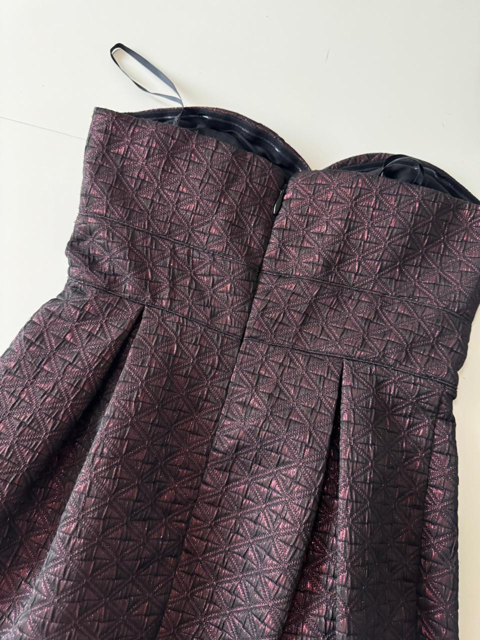 Vestido de jacard metalico, Talla 4,S, Mujer