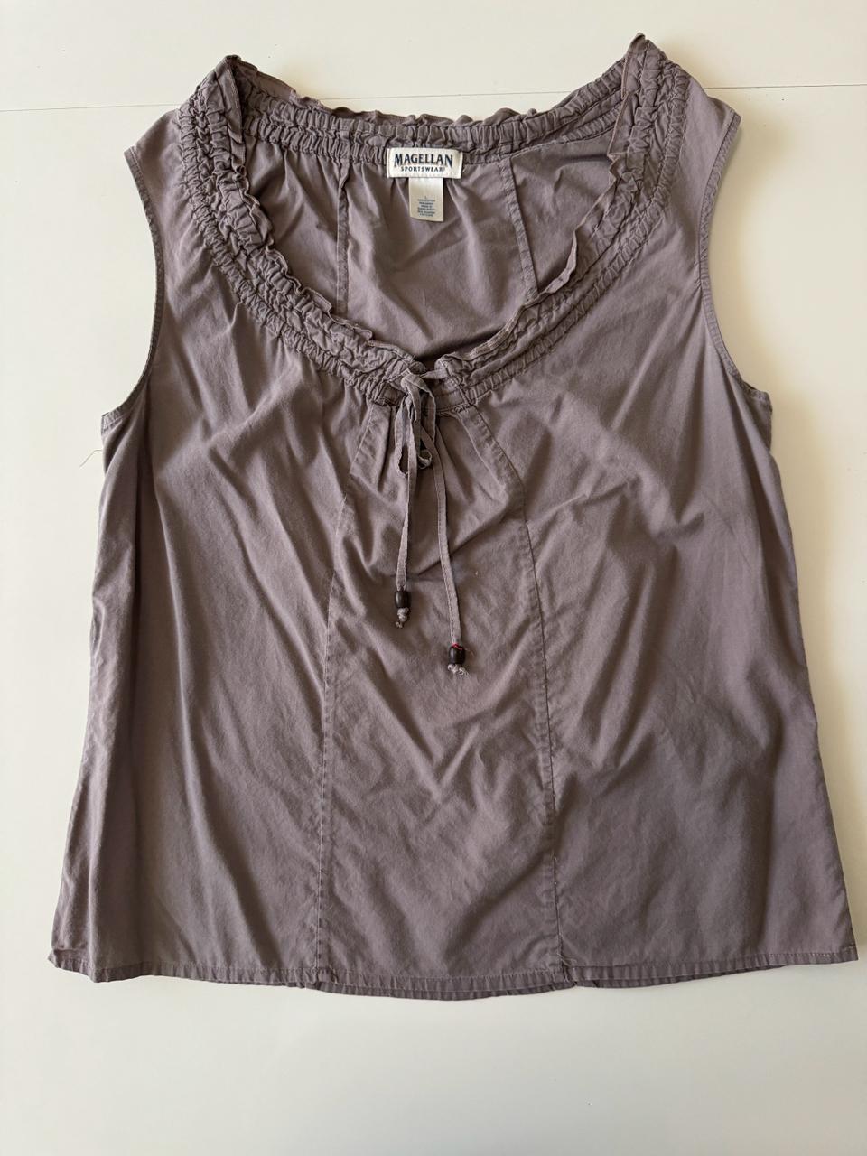 Blusa sin mangas cafe, Talla L, Mujer